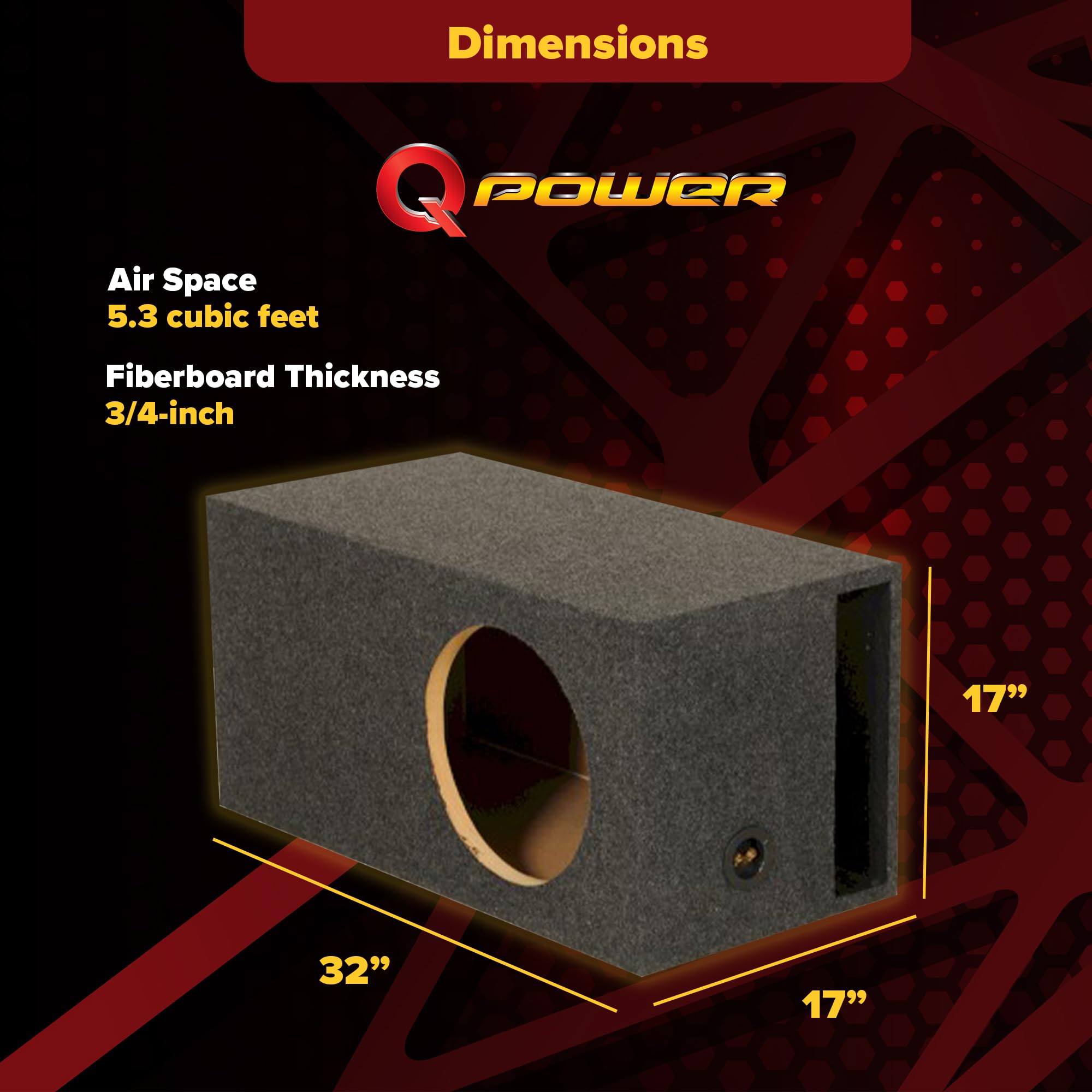 Q Power 15 Inch Heavy Duty Single Vented Subwoofer Enclosure HD115VL MDF Wood Charcoal Gray