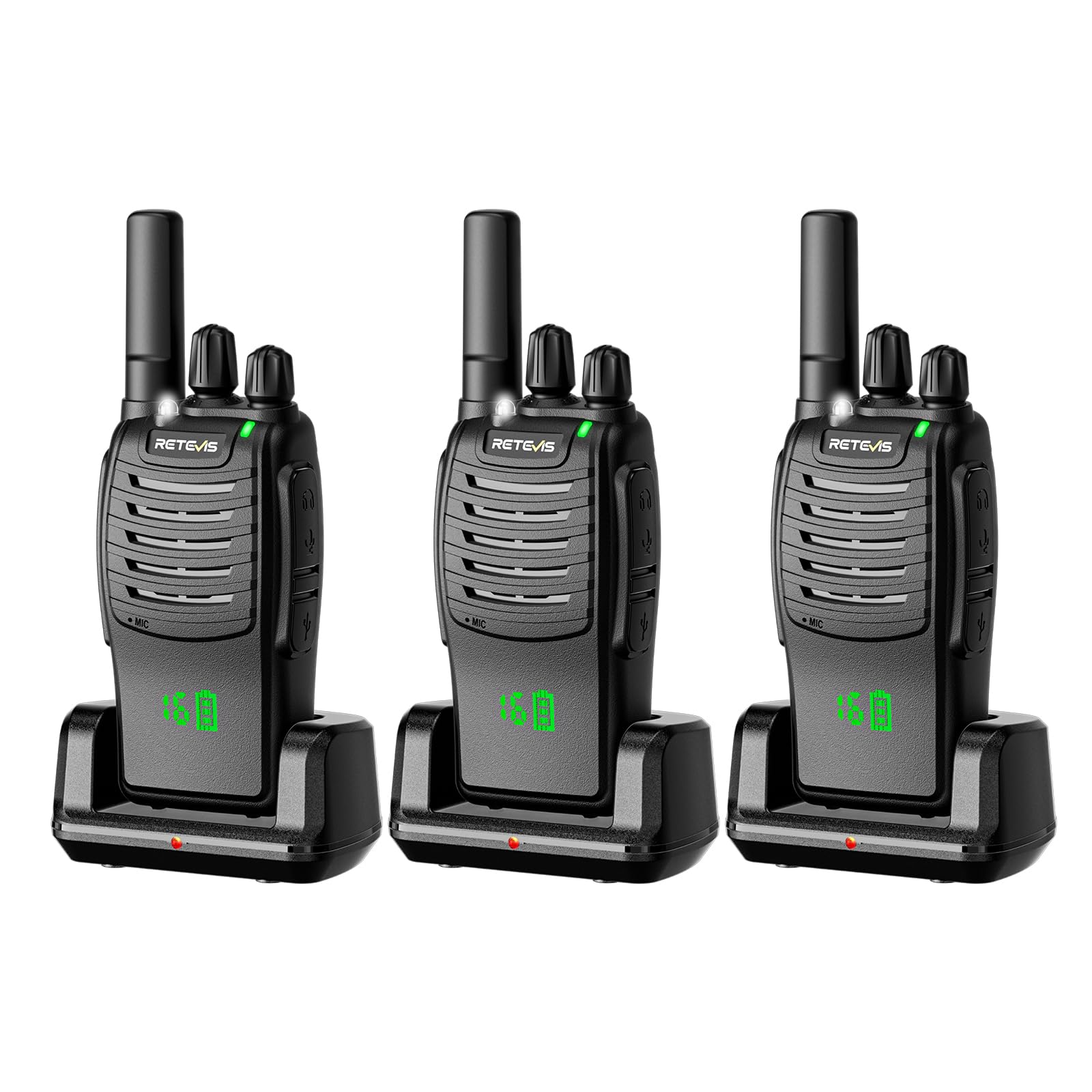 Retevis H 777H Walkie Talkies Rechargeable,2 Way Radios Long Range,Usb C,Vox,Short Antenna,Hidden Display,Flashlight,Portable Frs Two Way Radios For Adults Retail Church Club (3 Pack)
