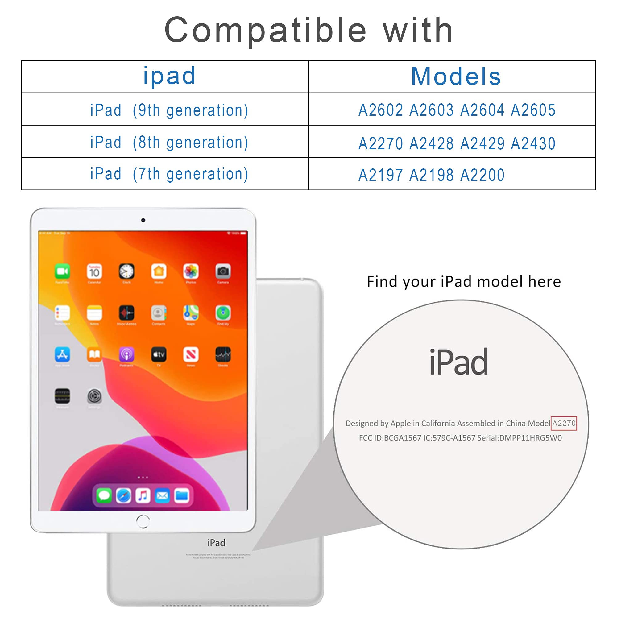 Arae For Ipad 10.2 Inch Case (9Th Generation 2021) & (7Th Generation 2019) & (8Th Generation 2020) With Pencil Holder Auto Wake/