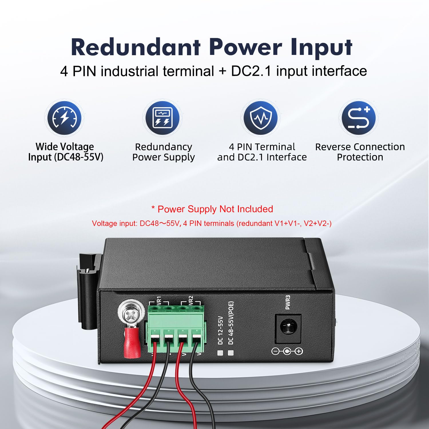 Yulinca 5 Port Mini Poe+ Industrial Din Rail Switch, 4 Ports Poe+ And 1 Uplink, 10/100Mbps Fast Ethernet, Din Rail & Wall Mount