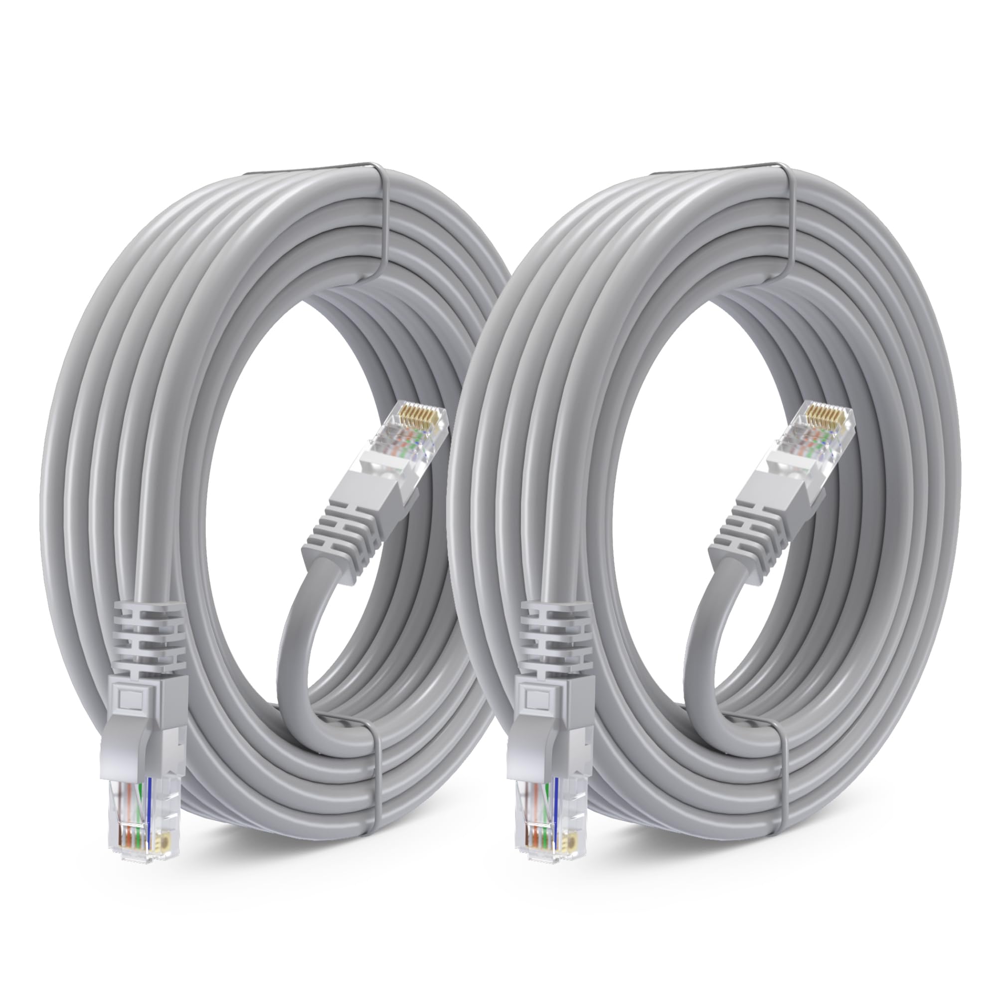 Maximm Cat 6 Ethernet Cable 20 Ft (2 Pack)   High Speed Lan Cable, Internet Cable, Patch Cable, And Network Cable   Utp, 10Gbps, 550Mhz Cat6 Cable   Gray