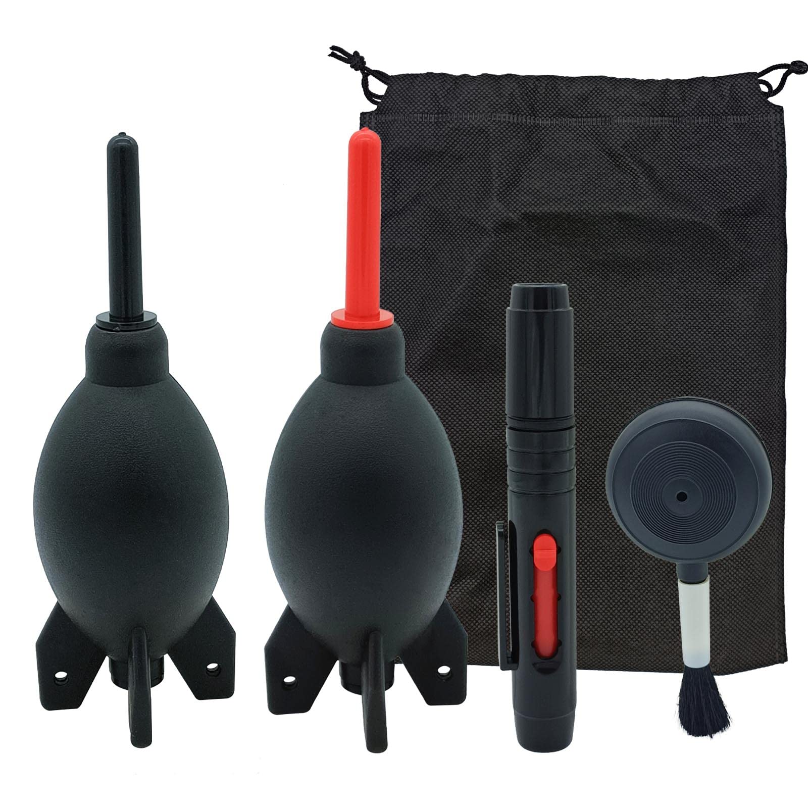 Lens Cleaning Kit Contains 2 Pcs Rubber Rocket Air Blower Duster, Lens Cleaning Pen, Blower Brush Dust Cleaner And Carrying Pouc