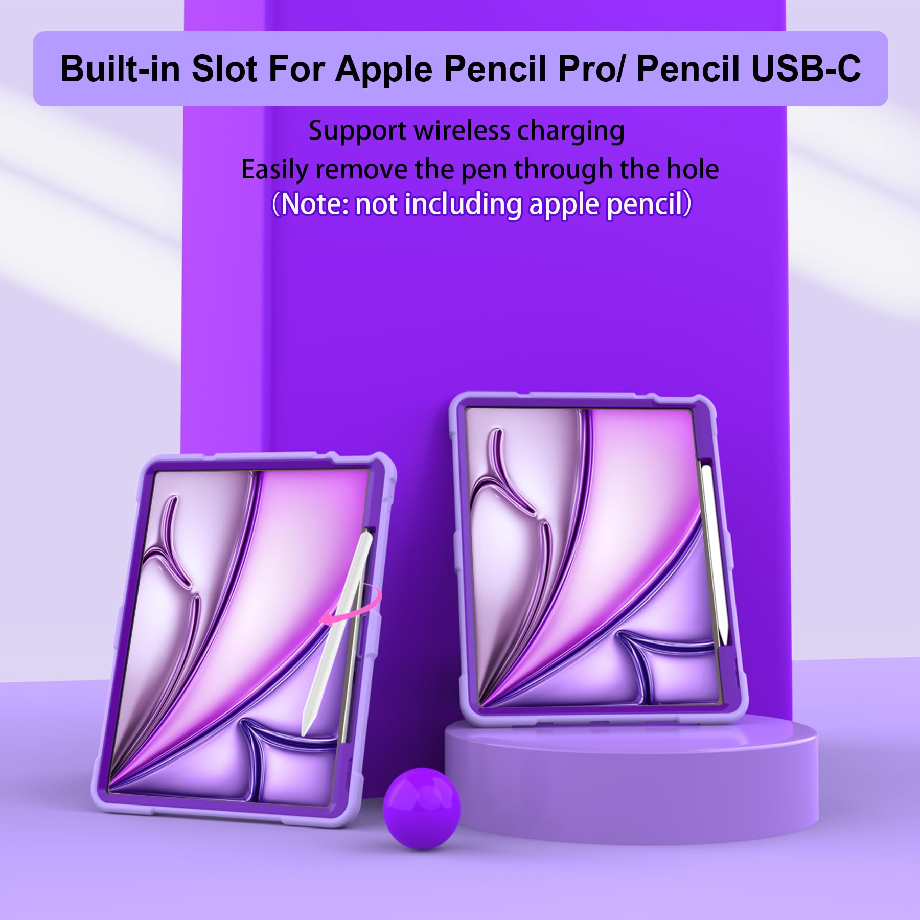 Ccmao Case For Ipad Air 13 Inch (M2) 2024, Ipad Air 13 Inch Case With Kickstand And Pencil Holder For Pencil Pro/Usb C, Heavy Du