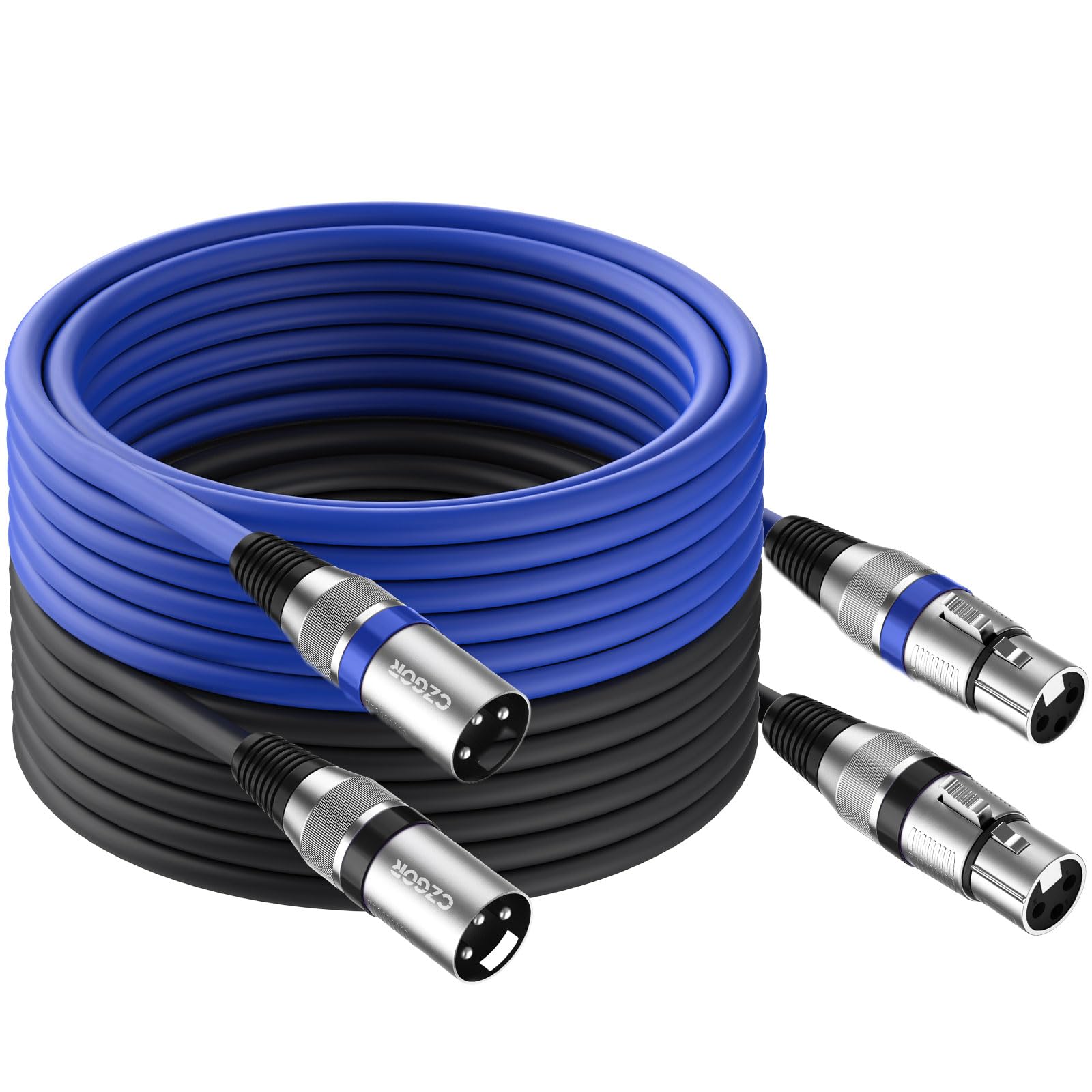 Czgor XLR Cables 15 ft 2 Pack, 3-Pin Microphone Male to Female Cable, Compatible with Stage Light DMX Cord, Microphones, Mic Mix