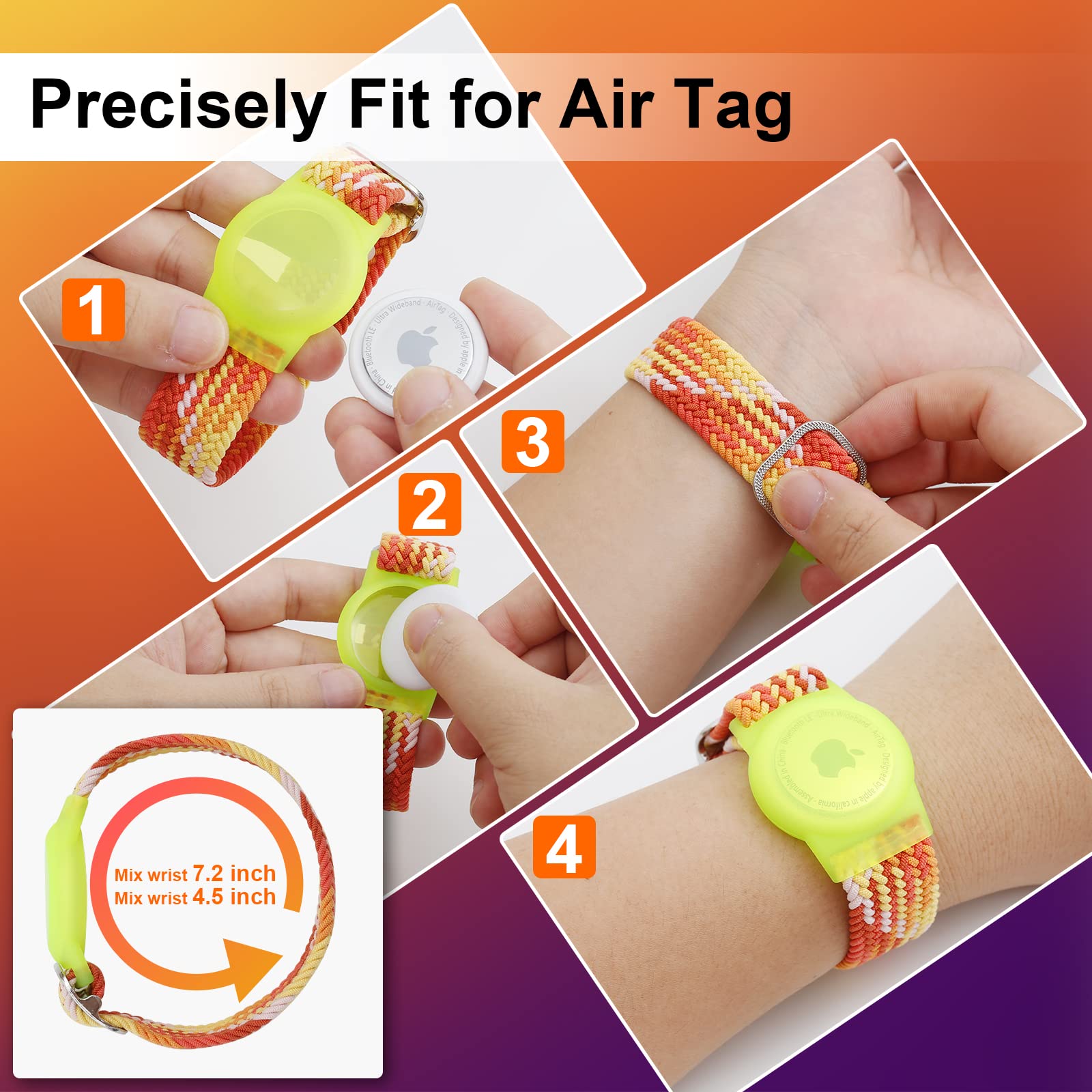 Yizhet Wristband Compatible With Airtag, Pink Adjustable Airtag Bracelet Nylon Airtag Holder Soft Airtag Watch Strap For Kids, T