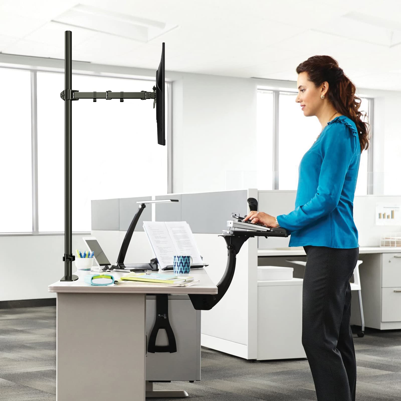 Extra Tall Monitor Mount, Tall Monitor Mount, Tall Monitor Arm, Adjustable Monitor Arm, Vesa Stand For 1 Screen, Up To 47 Inch P