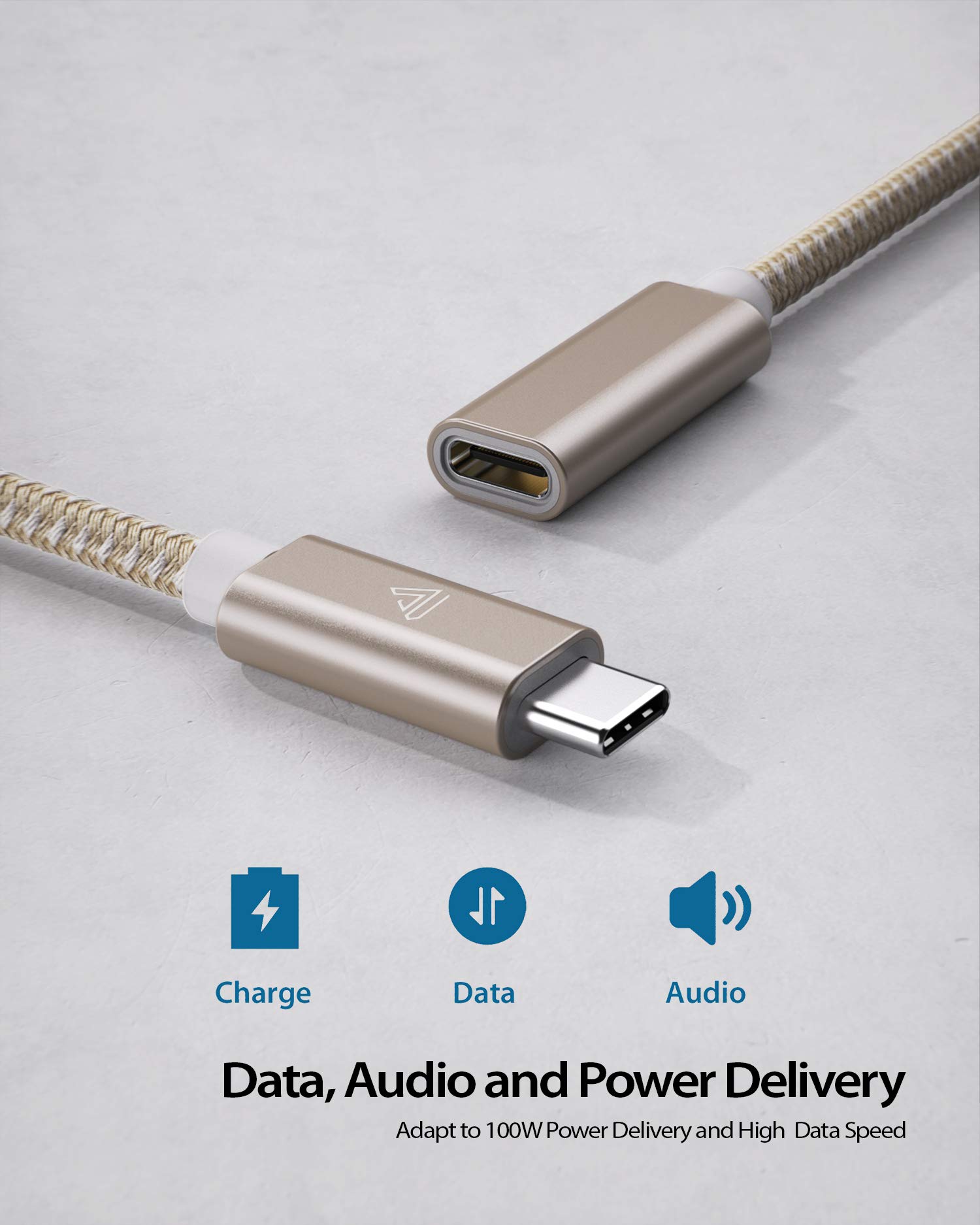 Faracent Usb Type C Extension Cable (3.3Ft/1M/10Gbps), Usb 3.2 Type C 3.1 Male To Female Extension Charging & Sync For Psvr2 Macbook Air M2 Pro/Ipad Mini, Ipad Pro Dell Xps Surface Book And More Gold