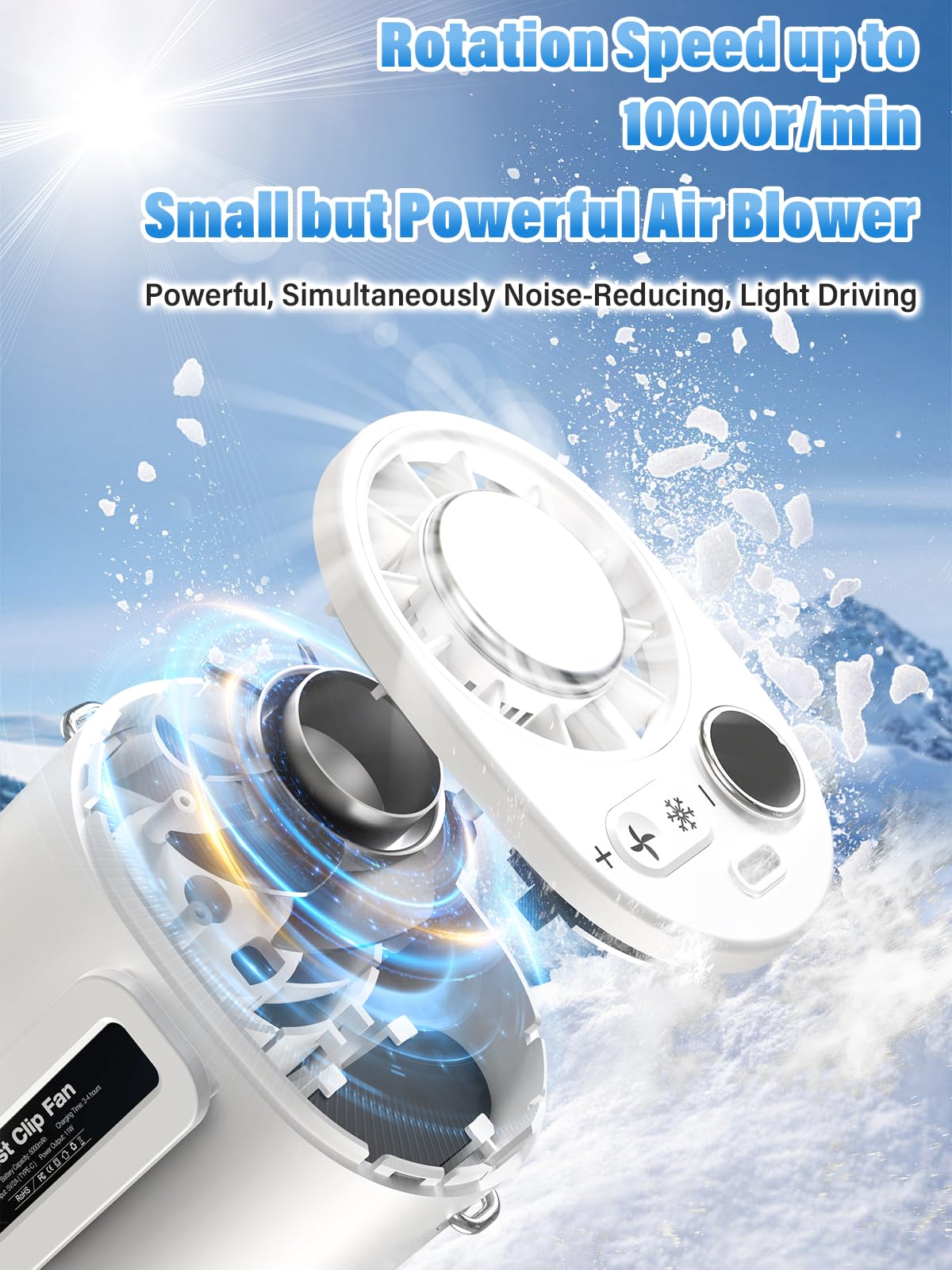 Uoiai Handheld Portable Fan Rechargeable With Ice Cooler, 5000Mah, 1-100 Speeds,Strong Airflow, Personal Waist Fan, Hands-Free H