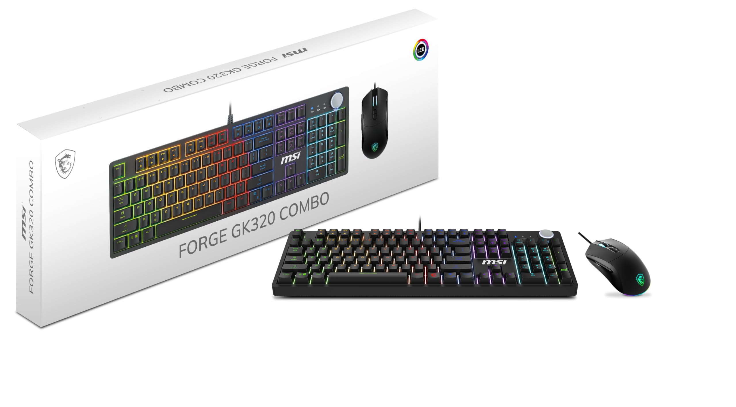 MSI Forge GK320 Combo RED US - Gaming RGB Keyboard & Mouse Set, 26-Key Anti-Ghosting, 12800 DPI Optical Sensor