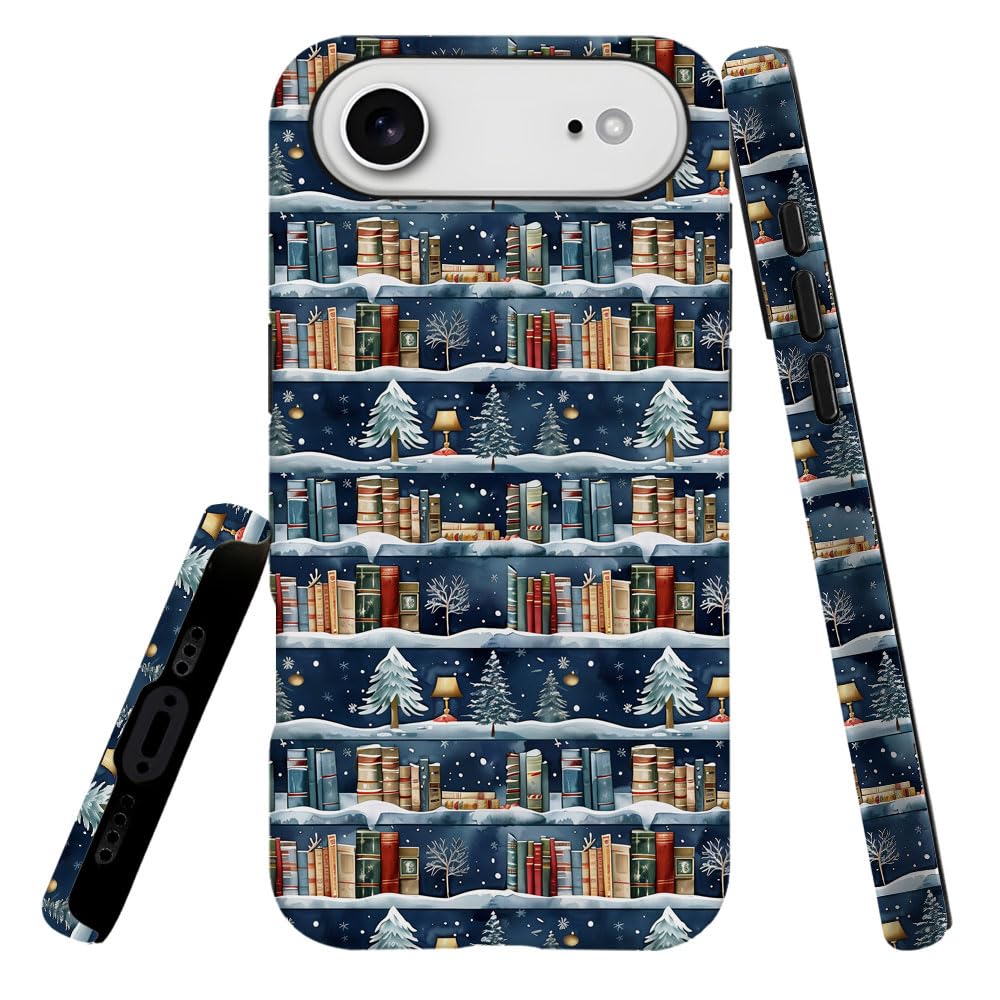 Case Compatible with iPhone 17 Air,Hybrid 2-Layer Hard Shell,Shockproof Soft for Girl Women,Christmas Tree Blue Retro