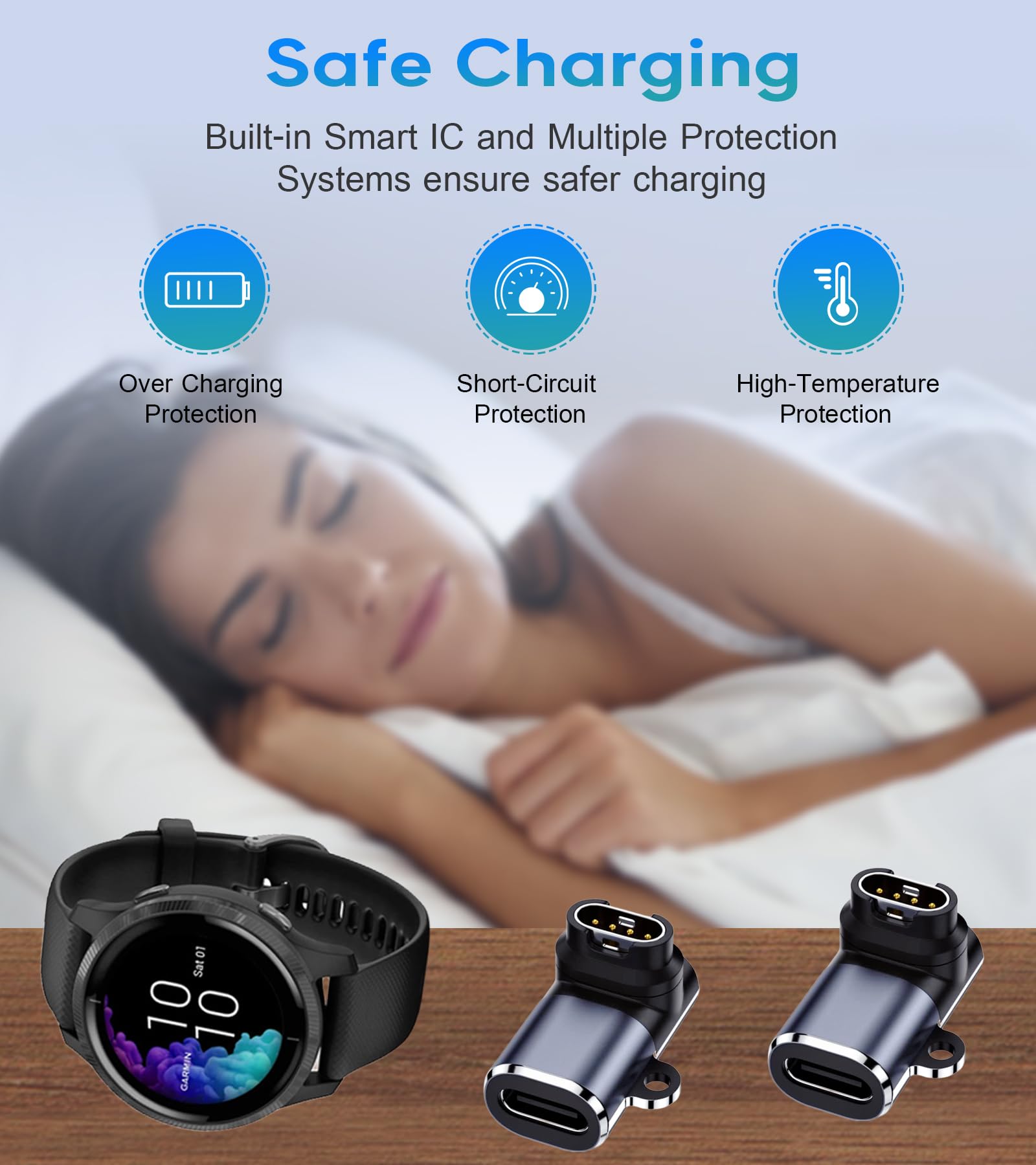 Garmin Watch Charger To Ligtning Adapter 3Pack Right Angle Compatible With Garmin Fenix 7/7S/7X/6S/6/6X/5S/5/5X, Instinct 1/2/2S