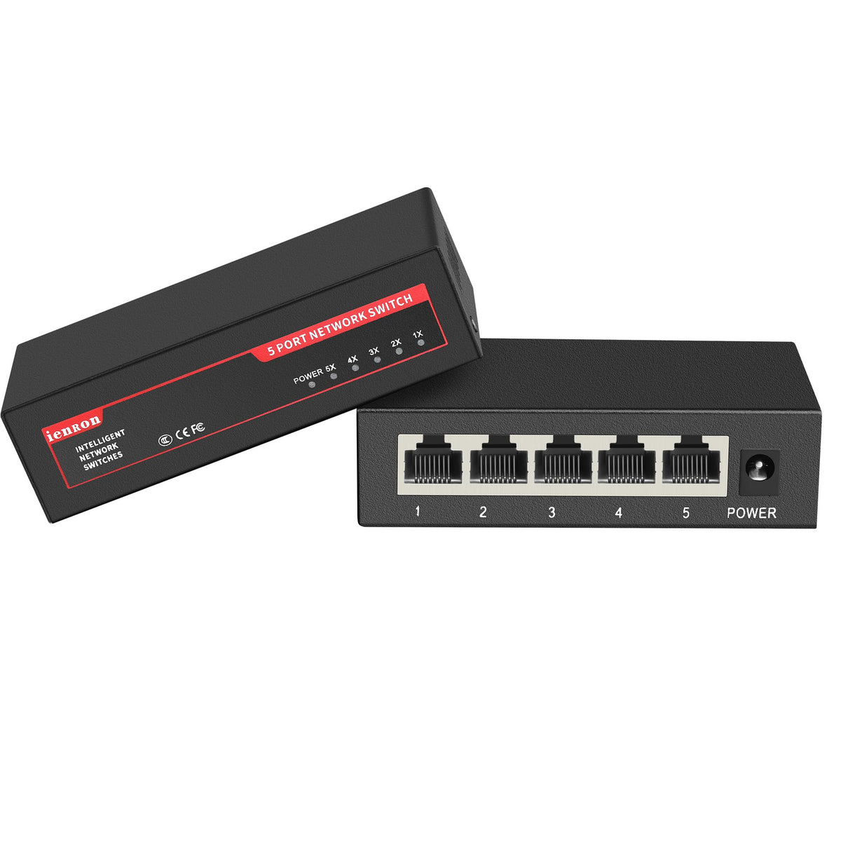 Ienron 5 Ports Gigabit Network Switch, Supported Desktop Or Wall Mount Plug And Play With Ai Detection Unmanaged Tiny Ethernet S
