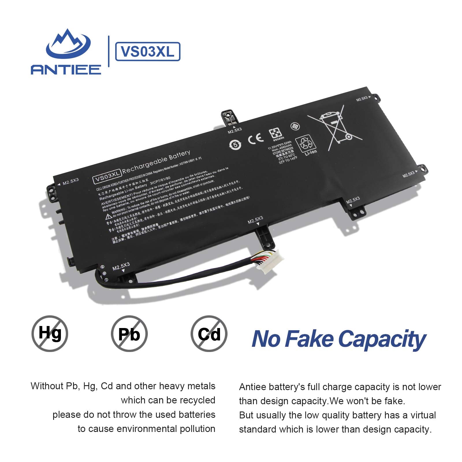 Antiee Vs03Xl 849313 850 Battery For Hp Envy 15 As 15T As Series: 15T As100 15 As133Cl 15 As152Nr 15 As043Cl 15 As182Cl As020Nr
