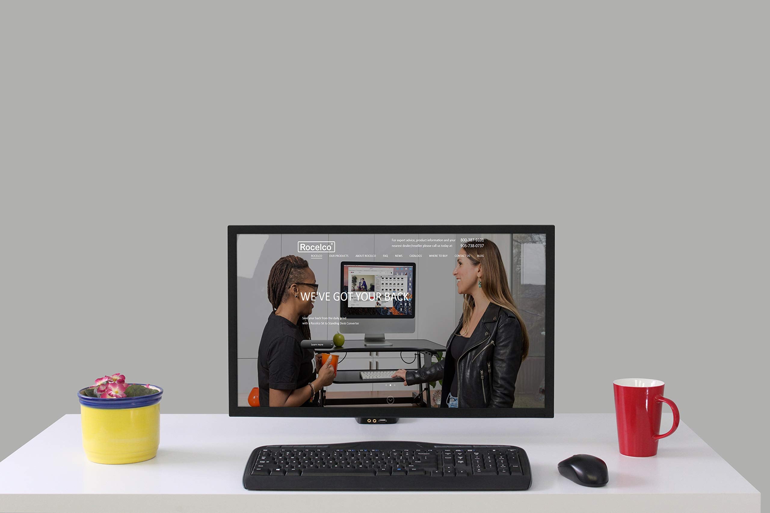 Rocelco Premium Desk Computer Monitor Mount With Usb 2.0 And Audio Port - Fits Single 13 - 27 Led Lcd Flat Screen - Pneumatic Fu