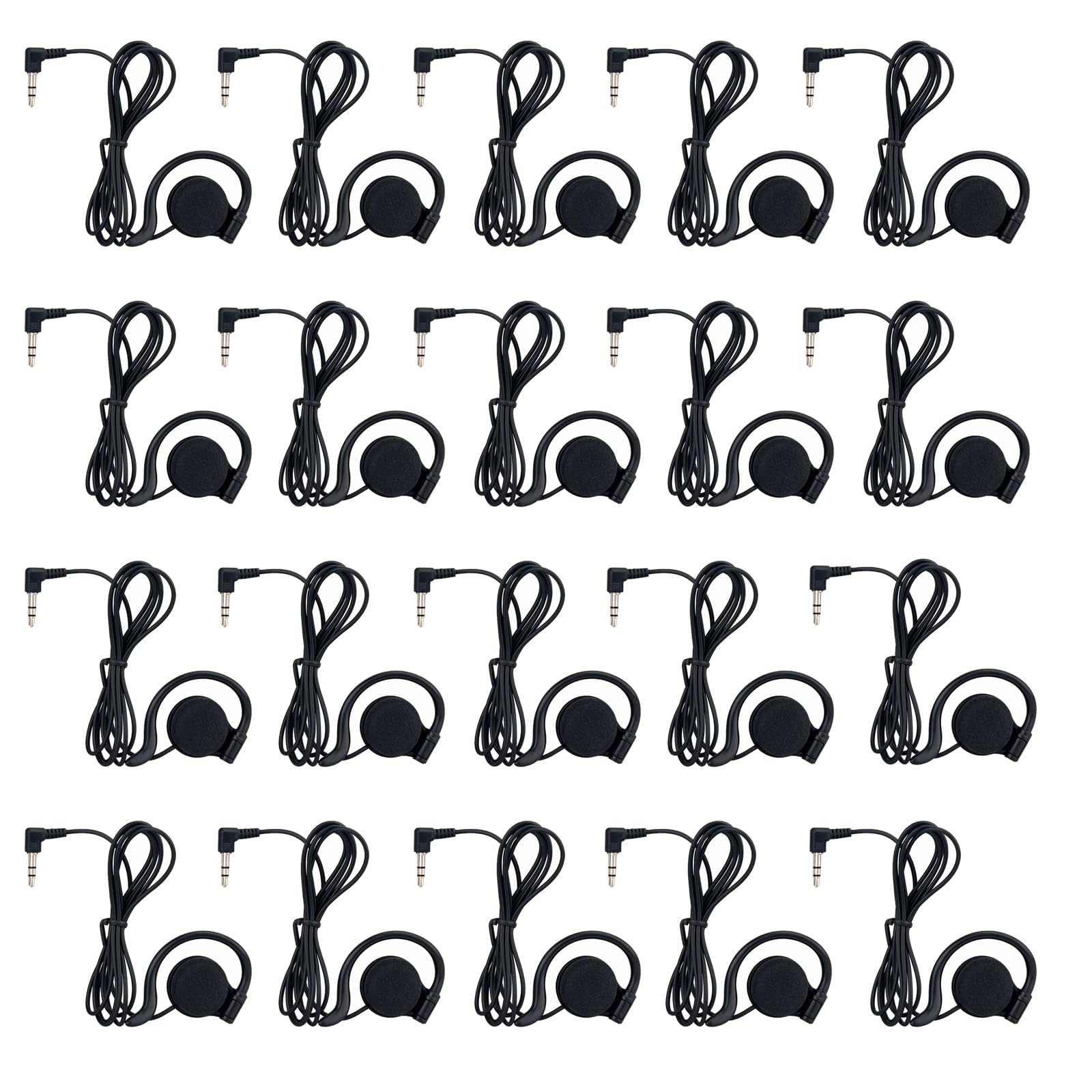 Retekess T130 3.5mm Single Left Side Wired Earhook Earbuds (20 Packs)