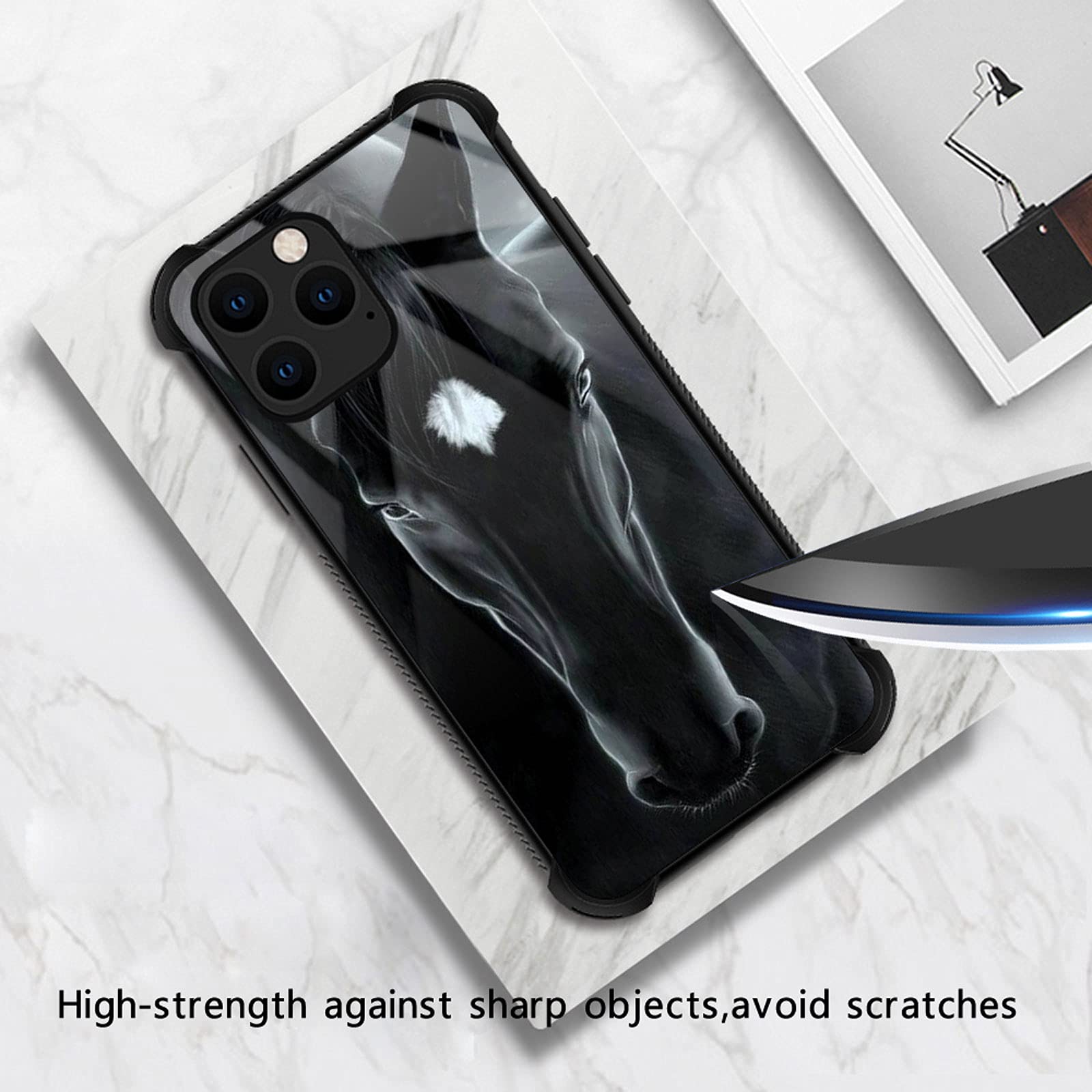CARLOCA iPhone 13 Mini Case Shockproof Anti-Scratch Black Horse Graphic Design TPU