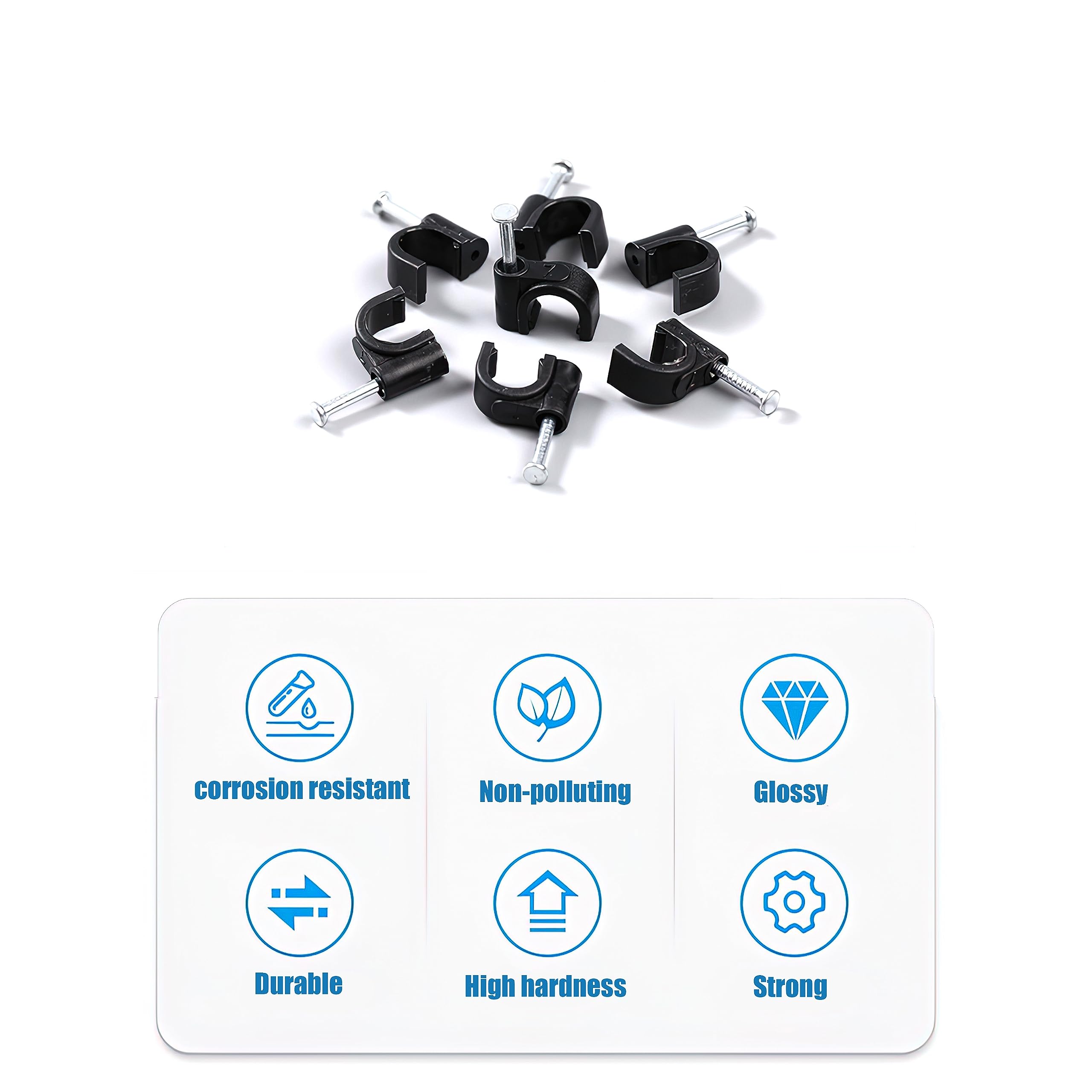 Koxxiamoq 700 Pcs Cable Clips With Steel Nails, Nail In Cable Clips, Black 4/5/6/8/10Mm Cable Wire Clips, Cable Wall Clips, Wire