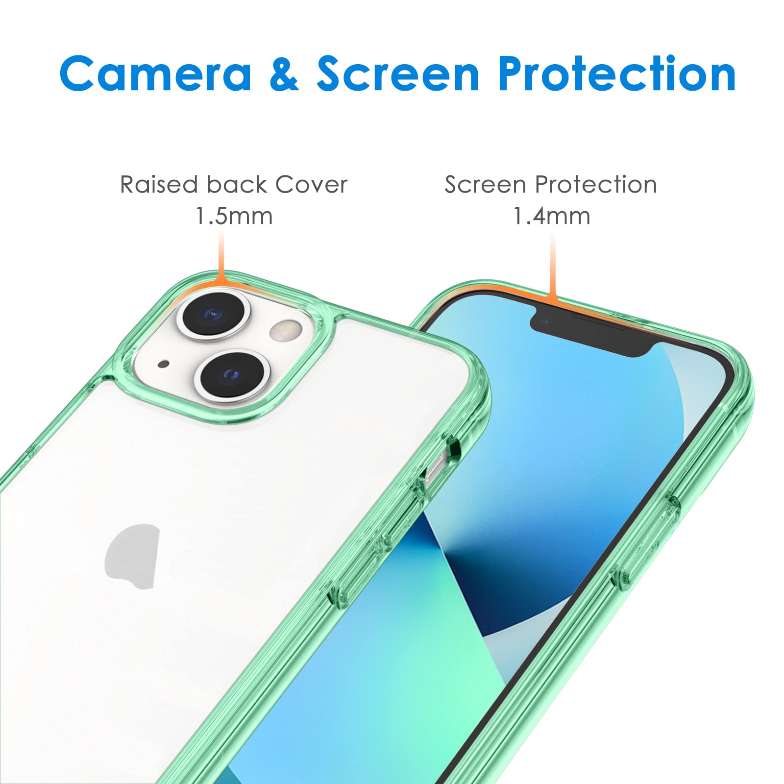 Jetech Case For Iphone 13 6.1-Inch, Non-Yellowing Shockproof Phone Bumper Cover, Anti-Scratch Clear Back (Midnight Green)