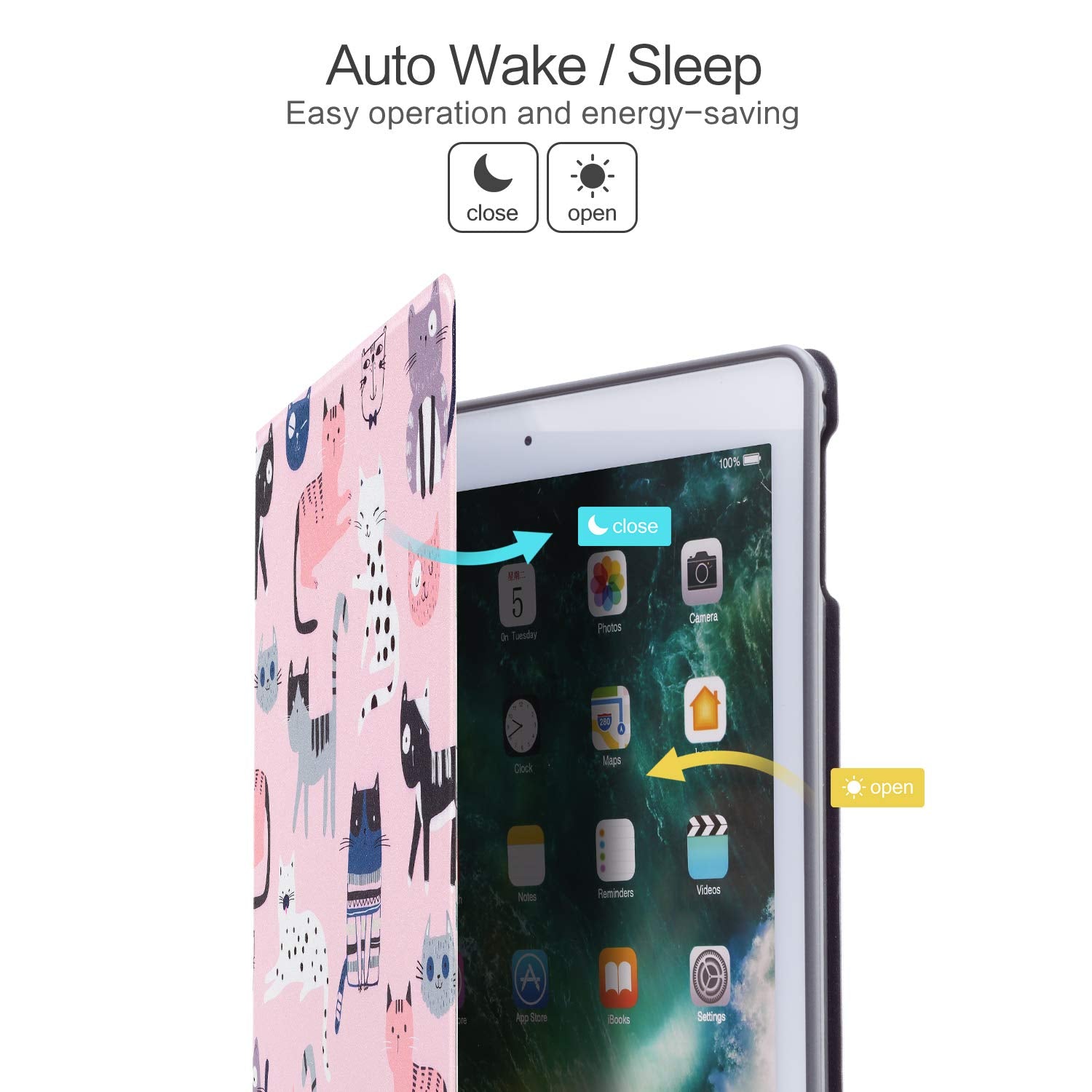 Ipad Air 2 Case, Ipad Air Case Pink Cats Ipad 9.7 Inch Case Protective Cover For Apple Ipad 5Th/6Th Generation,Multi Angle View