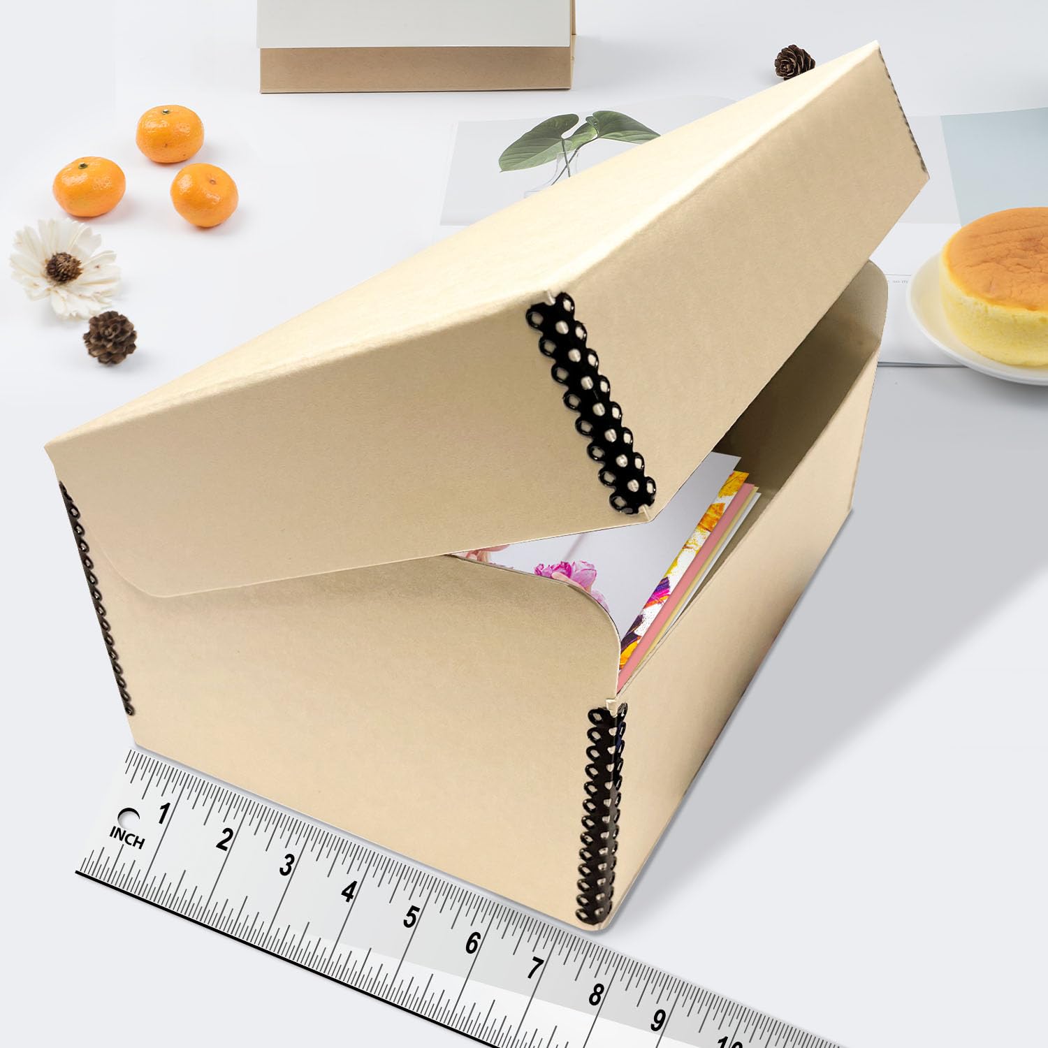 Lineco, Tan Hinged Lid Photo Box 5.5'X7.75'X12' Archival Acid Free. Holds Up To 1100 Of 4X6 Or 5X7 Pictures, Print, Art. Preserve Longevity, Photos Or Documents, Craft, Prints, Cards, 2 Pack