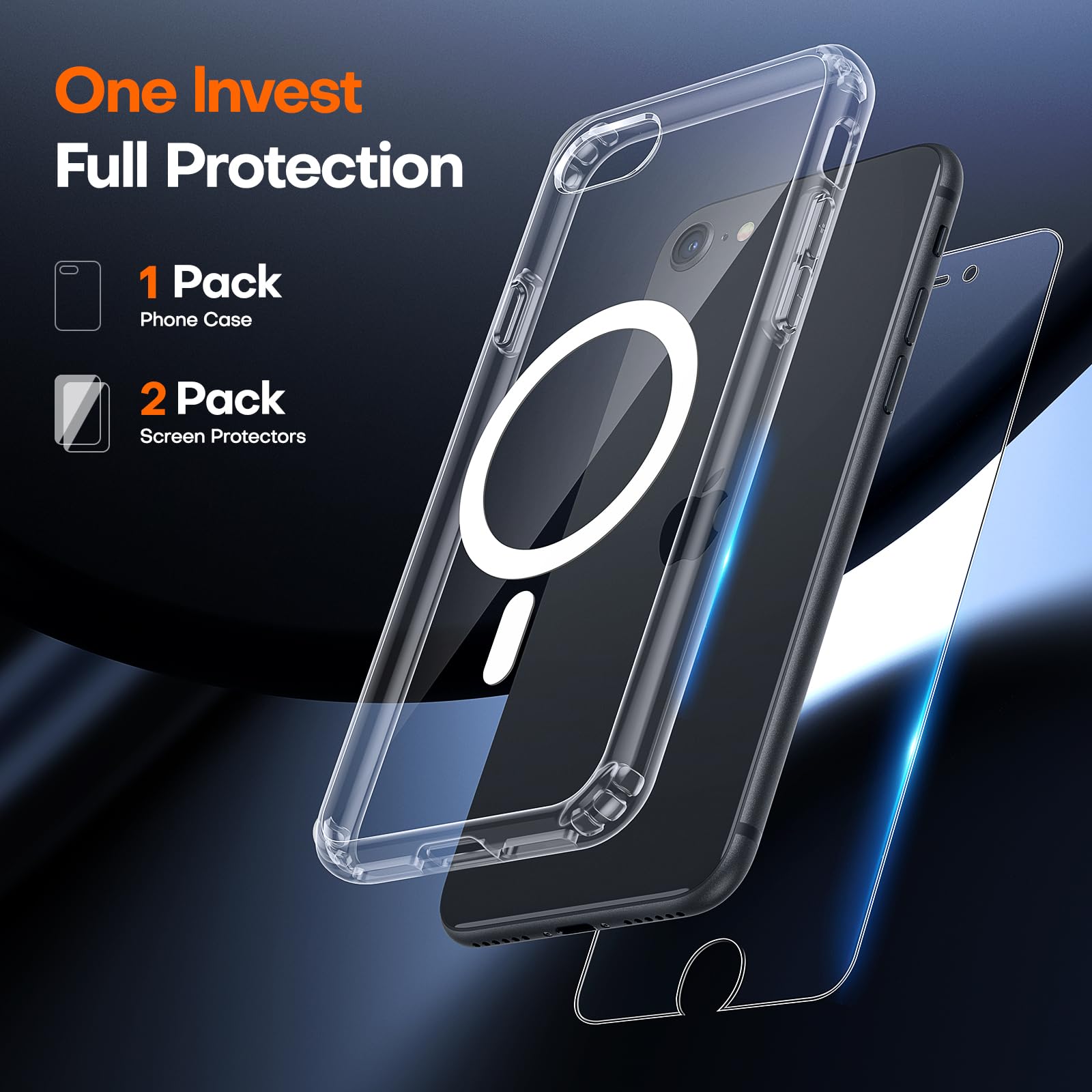 Tauri Magnetic For Iphone Se Case 2022/3Rd/2020/2Rd, For Iphone 8/7 Case Clear, Compatible With Magsafe, [Not Yellowing] With 2X