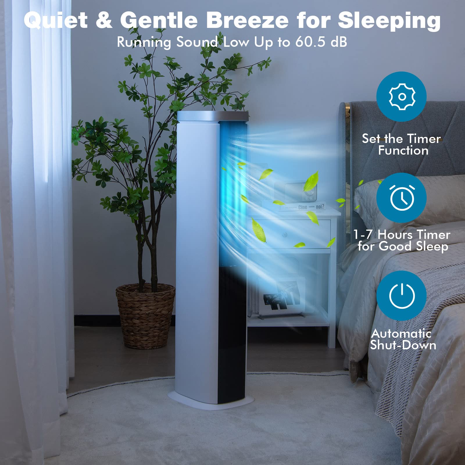 Dortala Evaporative Air Cooler, Portable 3 In 1 Cooling Tower Fan With Remote, 4 Speeds, 7H Timer, 4 Ice Packs, 60 Oscillation,