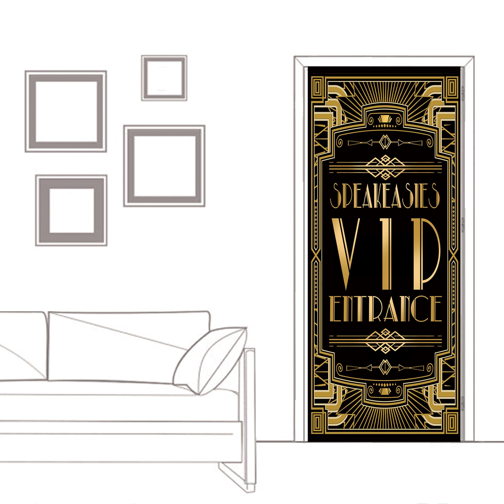 Musykrafties Roaring 20S Door Cover Gatsby Theme Speakeasies Vip Enrtance 72X30Inch