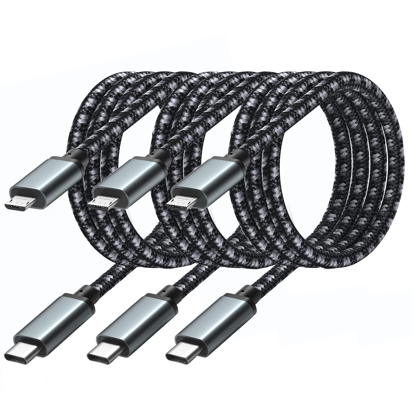 Usb C To Micro Usb Cable,3 Pack 3.3Ft Nylon Braided Type C To Micro Usb Cable, Ps4 Controller Charger Cable,Micro Usb Kindle Charger Cord Compatible For Kindle/Ps4/Xbox One/Samsung S7 S6 S5/Gps