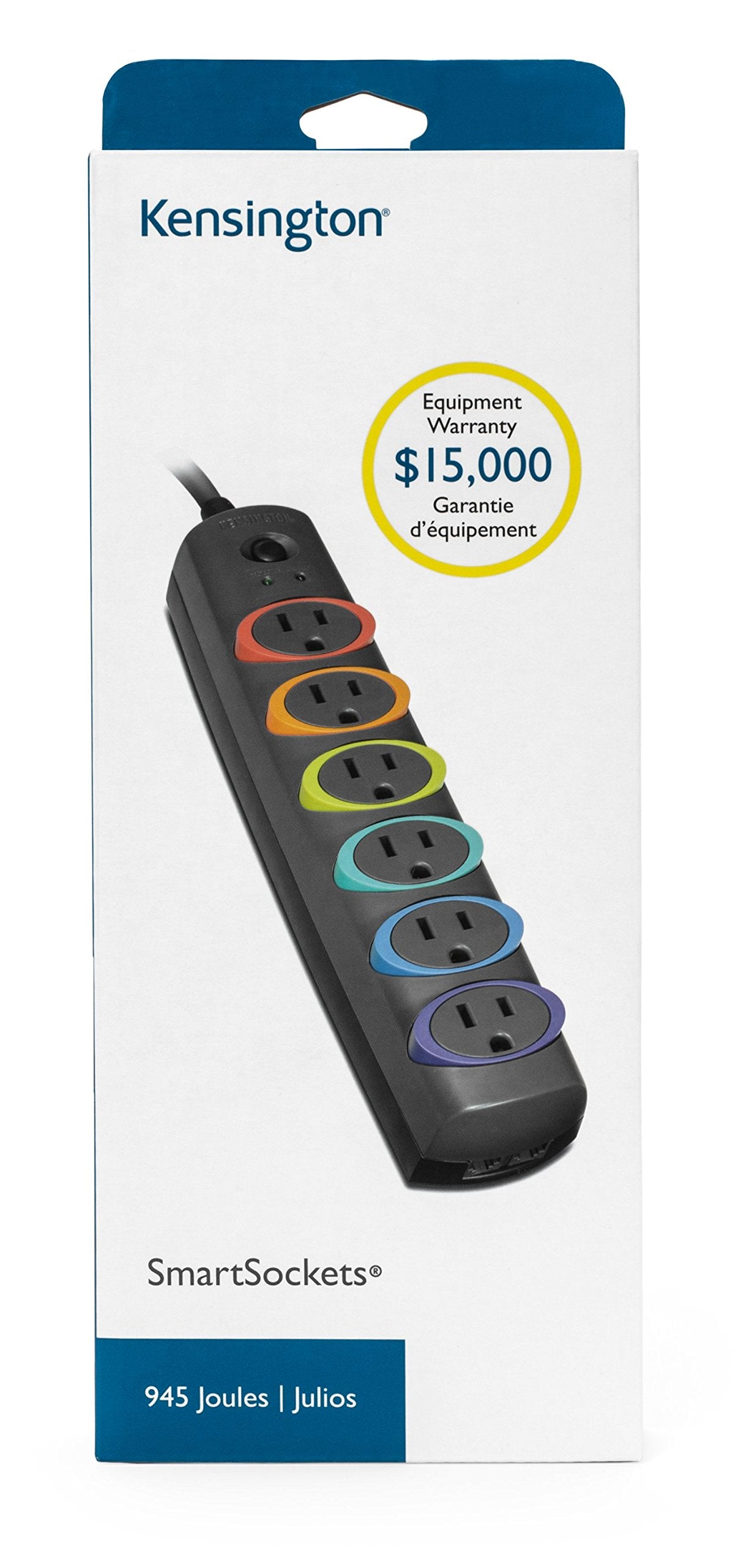 Kensington Smartsockets 6-Outlet, 7-Foot Cord, & 945 Joules Standard Surge Protector (K62147Na)