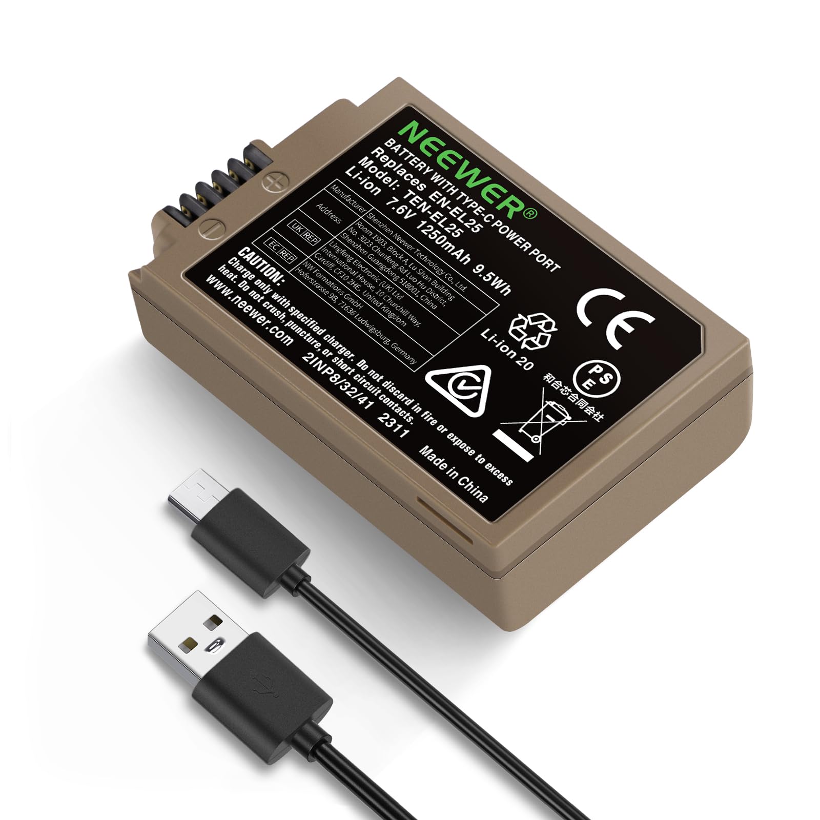 Neewer 1250Mah En El25 Replacement Camera Battery For Nikon Zfc Z30 Z50 Camera Mh 32 Battery Charger, 2.5 Hours Safe 100% Full B