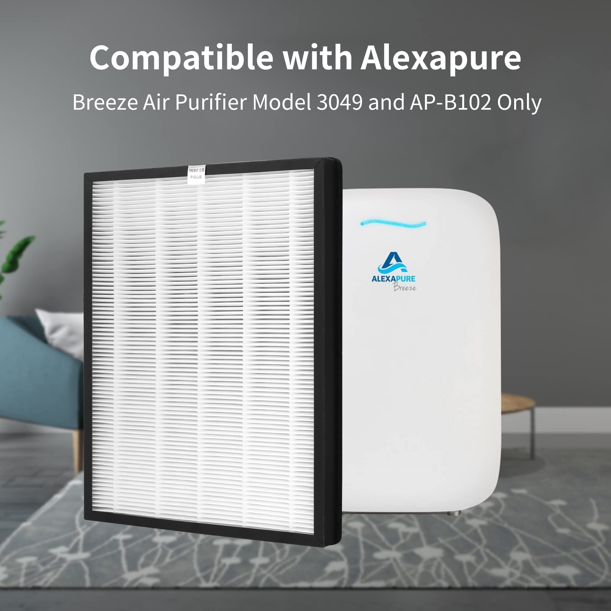 Fcfmy 4 Sets True Hepa Replacement Filters For Alexapure Breeze Ap B102 And 3049 Air Cleaner Purifier, 4 Hepa Filter And 4 Activ
