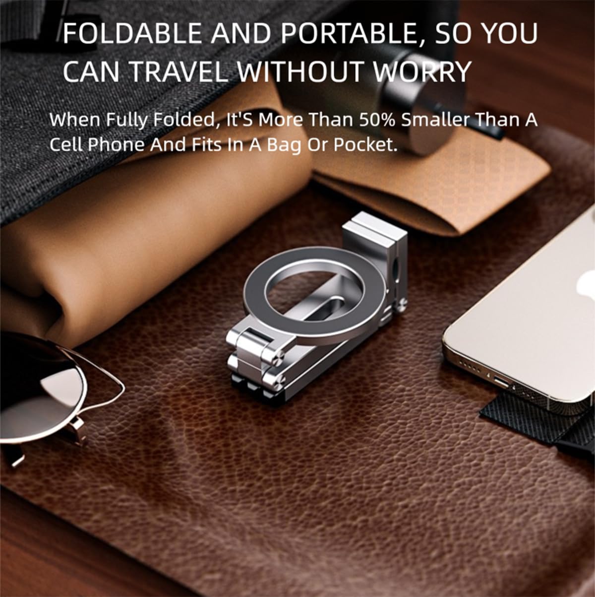 Esimen 4-In-1 Magnetic Selfie Stick Tripod For Magsafe, 360 Rotation Portable Pocket Size Phone Stand With Remote (Silver Alumin