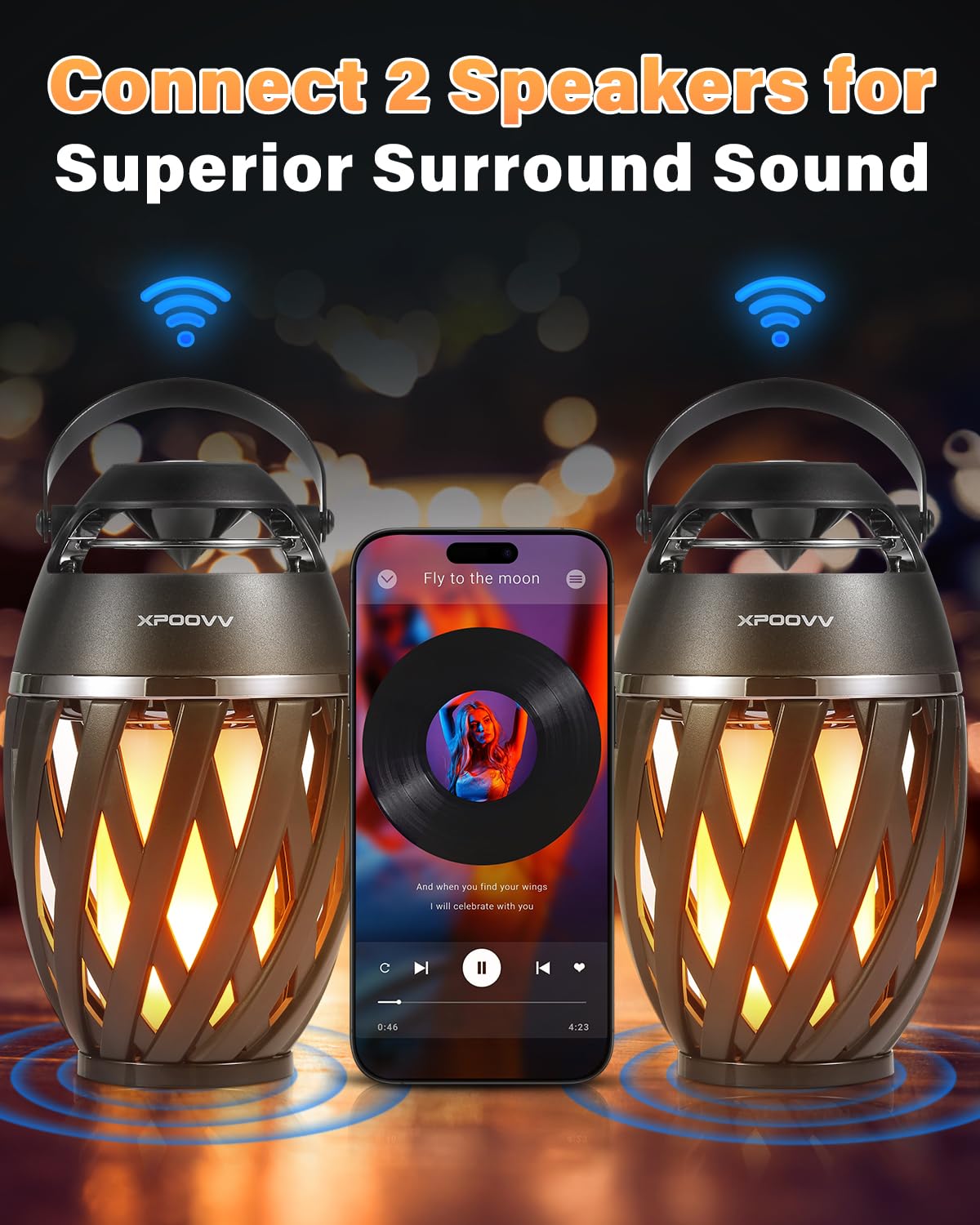 Xpoovv Waterproof Outdoor Bluetooth Speaker With Led Torch, Cool Birthday Gift For Him, Dad, Boyfriend, For Patio, Garden, Campi