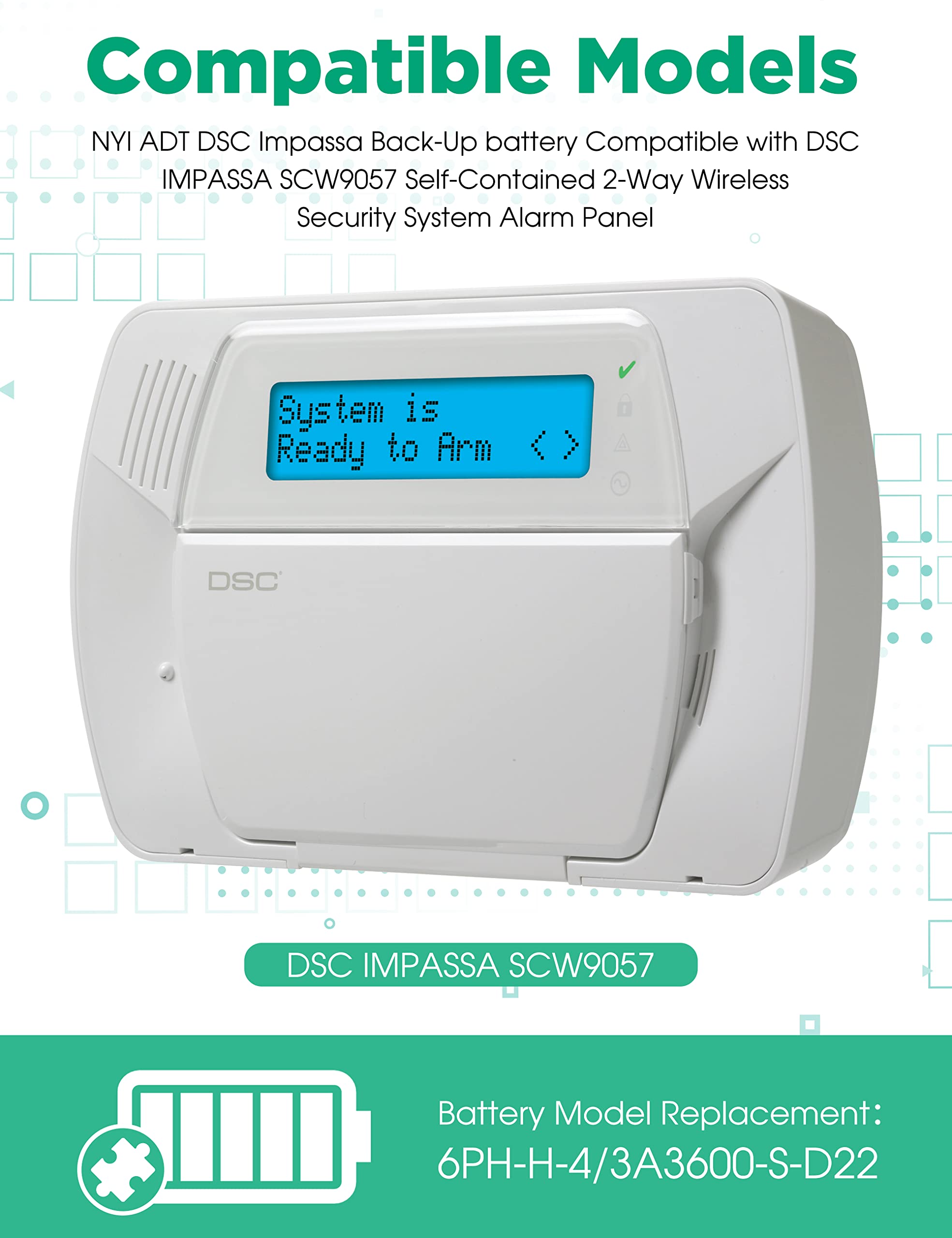 Nyi Upgraded 3700Mah Battery Compatible With Dsc Impassa 9057 2 Way Wireless Security System Alarm Panel, 6Ph H 4/3A3600 S D22 R