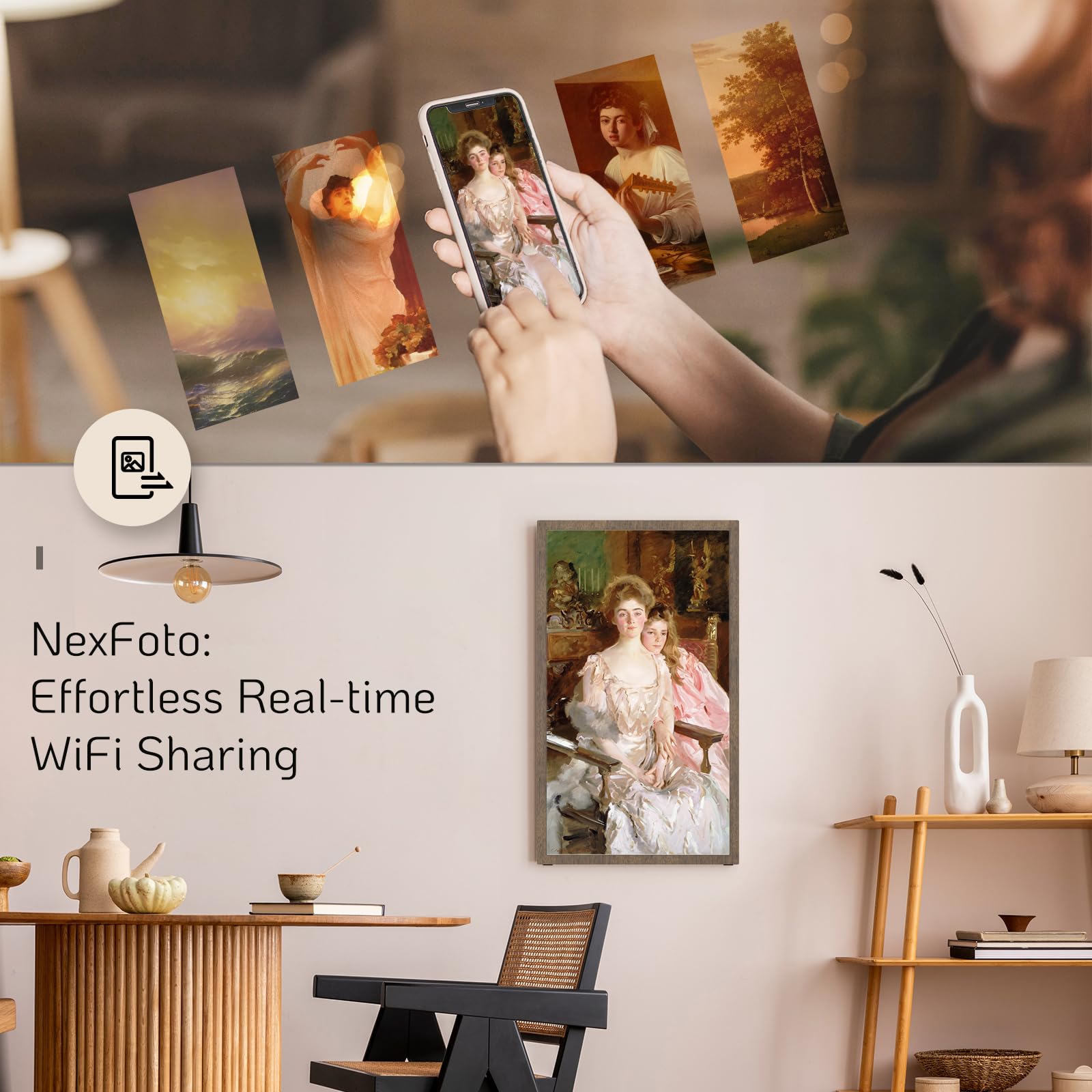 Nexfoto 21.5 Inch Extra Large Digital Picture Frame 64Gb Bluetooth Speakers, Digital Photo Frame 1920X1080 Fhd Light Sensor Dark