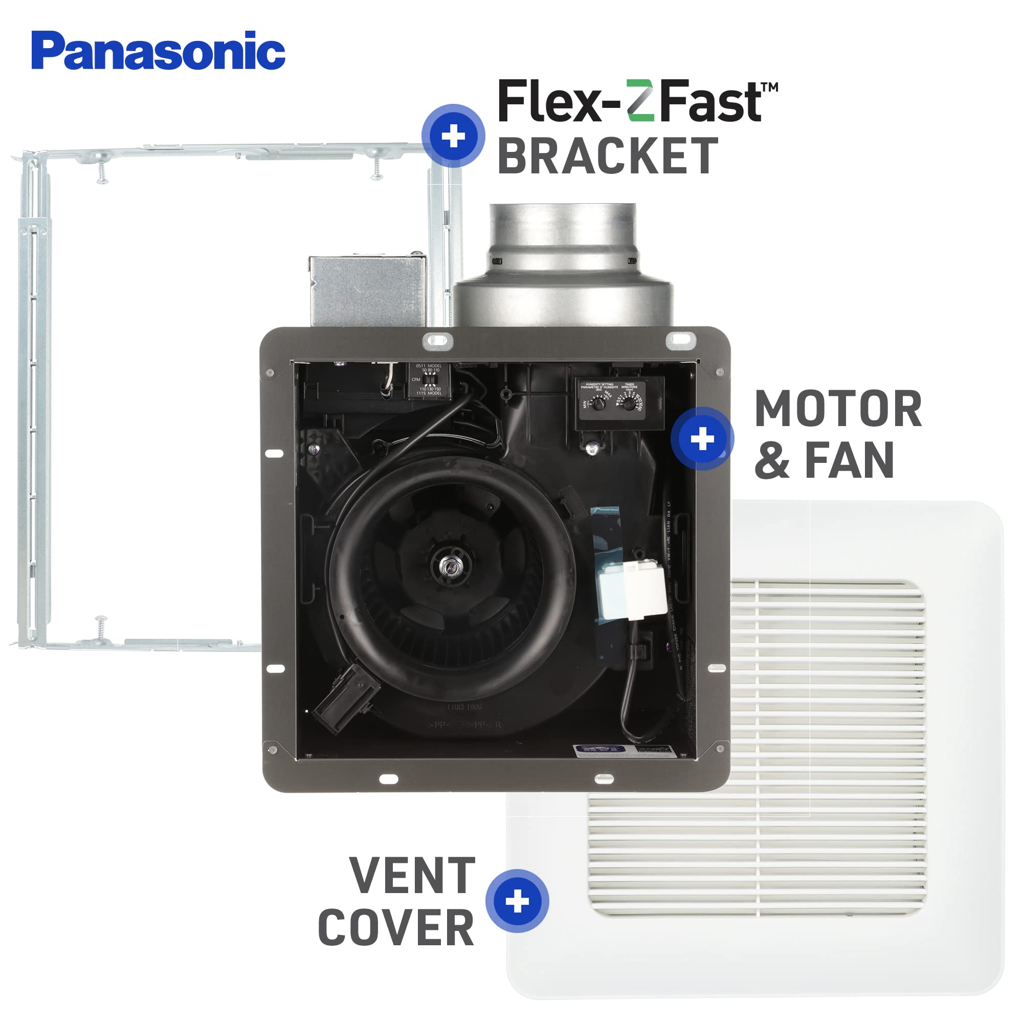 Panasonic Fv 0511Vq1 Whisperceiling Dc   Bathroom Exhaust Fan With Speed Selector   Smartflow Technology   Quiet Energy Star Cer
