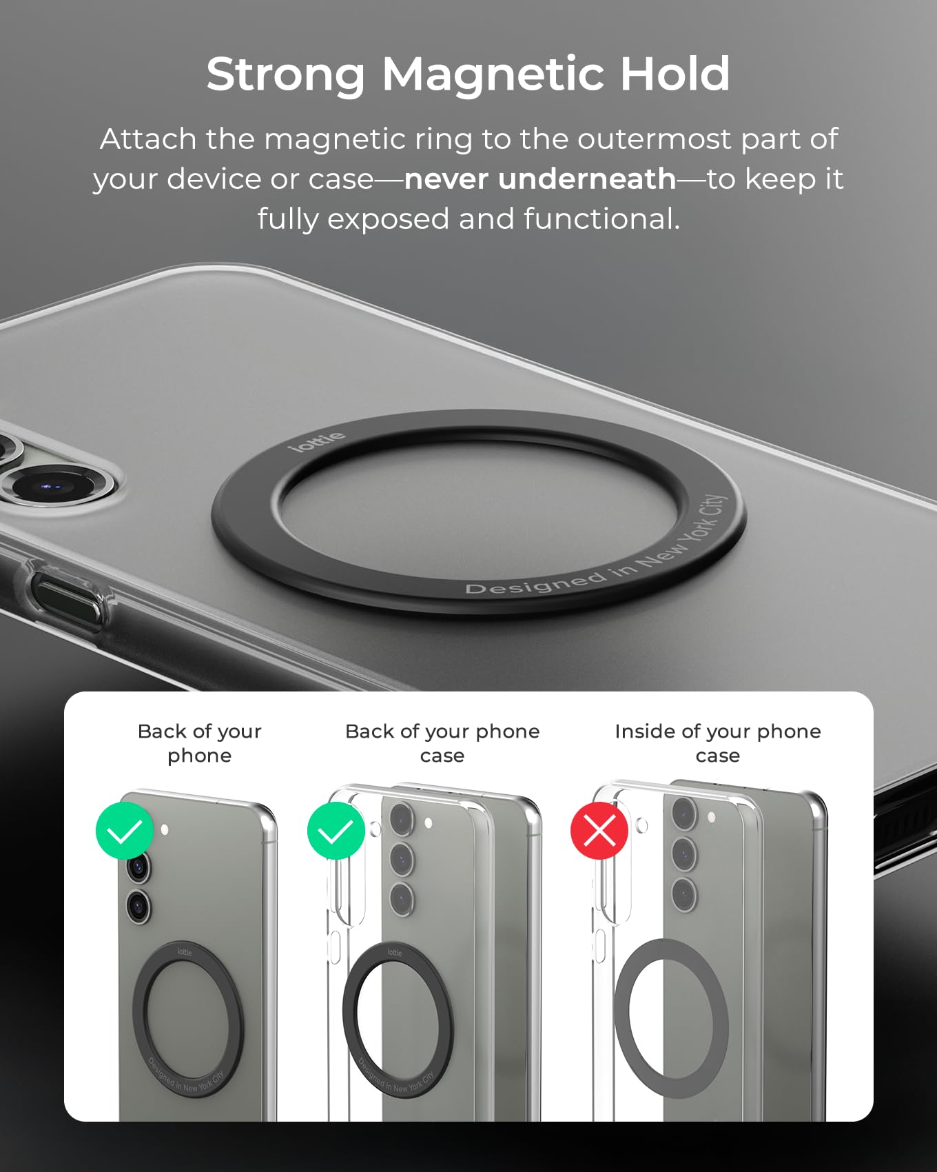 Iottie Itap 3 Magnetic Dash & Windshield Mount Car Phone Holder With Magnetic Ring Adapter. Compatible With Qi2, Magsafe, Iphone