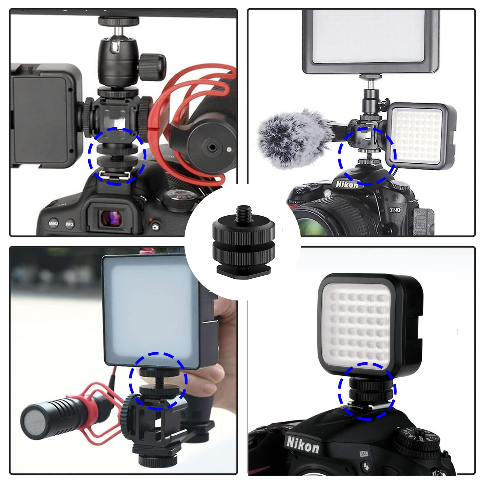 Camera Hot Shoe Mount(6 Pack) To 1/4'' 20 Tripod Screw Adapter Flash Shoe Mount For Dslr Camera Rig