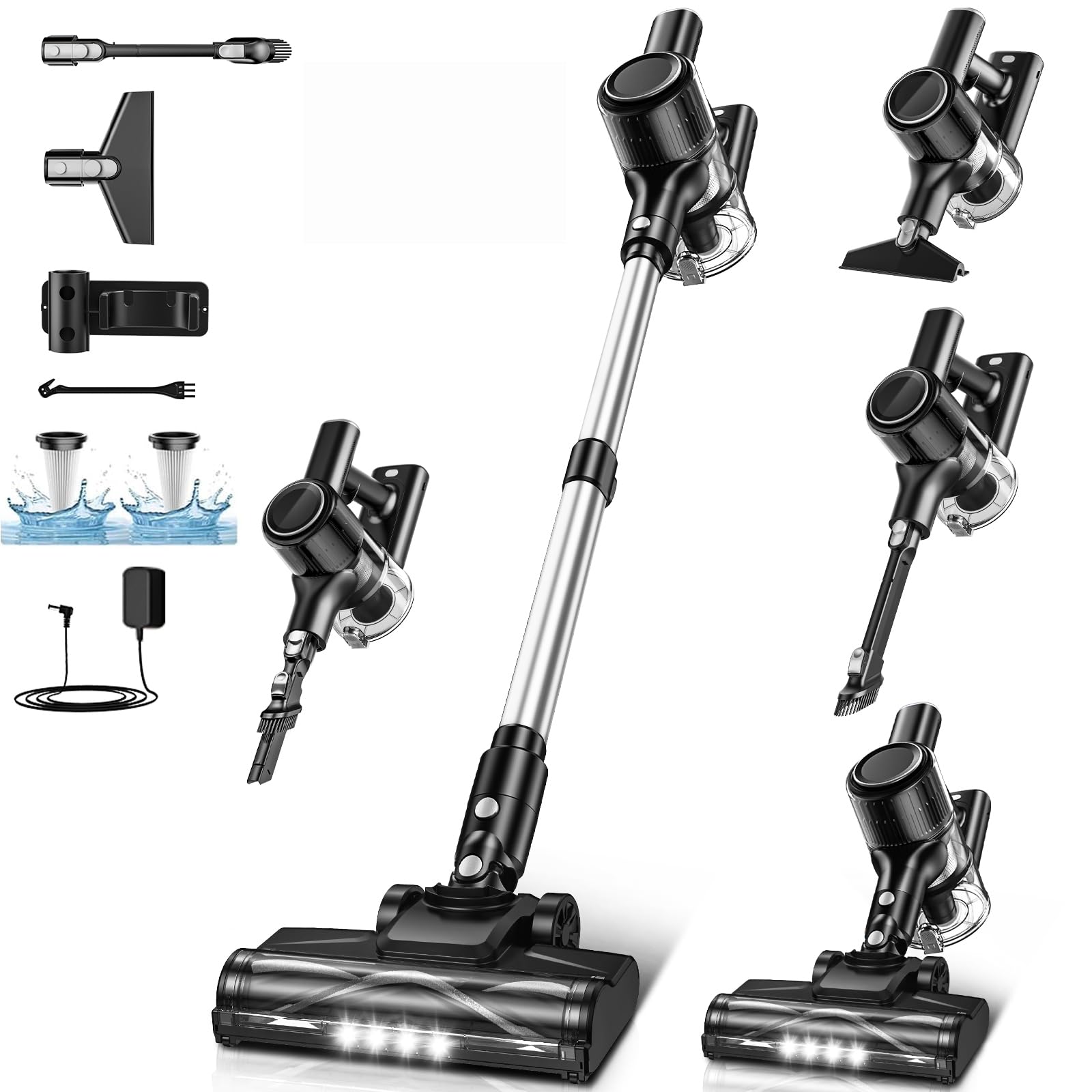 VOKENE Cordless Vacuum Cleaner, 8 in 1 Powerful Suction Lightweight Vacuum Cleaner for Home, LED Display, 3 Suction Modes, 45Min