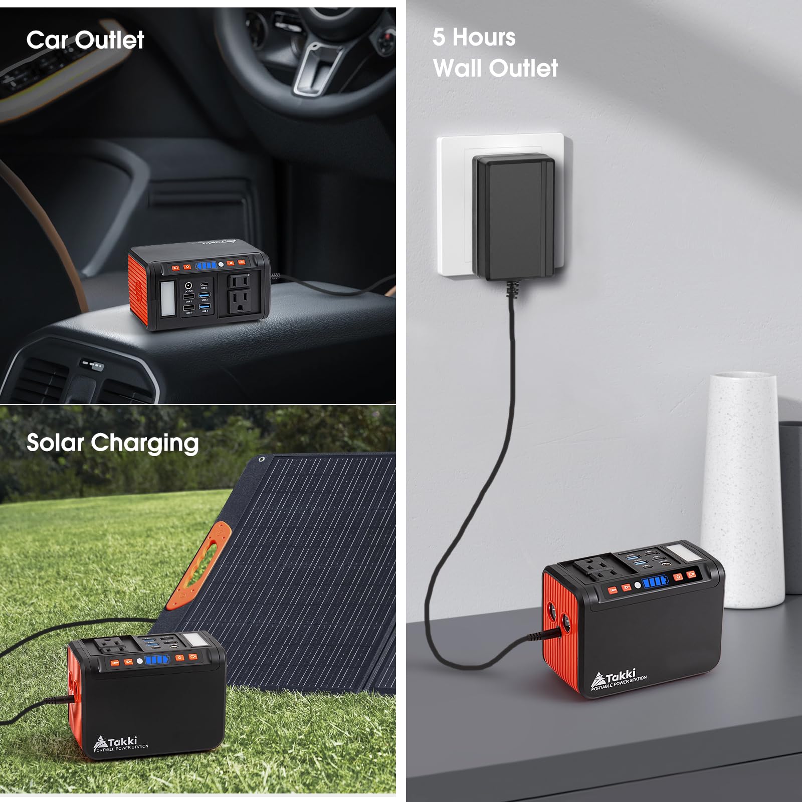 Takki Portable Power Station 111Wh, Camping Solar Generator Lithium Battery Pack With 110V Ac Dc Usb Ports Led Flashlight For Ho