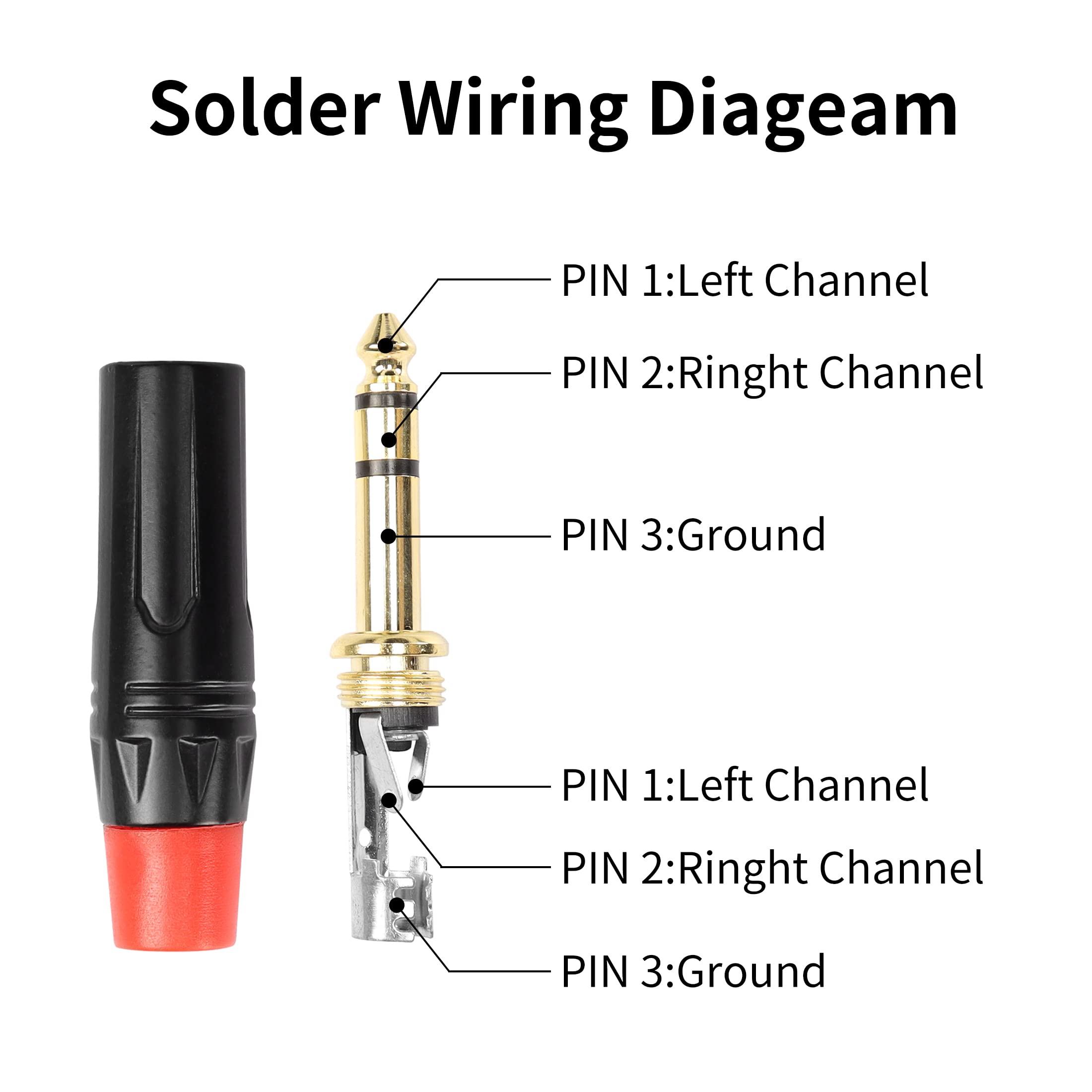 Yacsejao Trs 1/4'' Audio Plug 2Pack 6.35Mm Male Stereo Audio Plug 1/4 Inch Solder Type Stereo Plug For Dj Mixer Speaker Guitar C