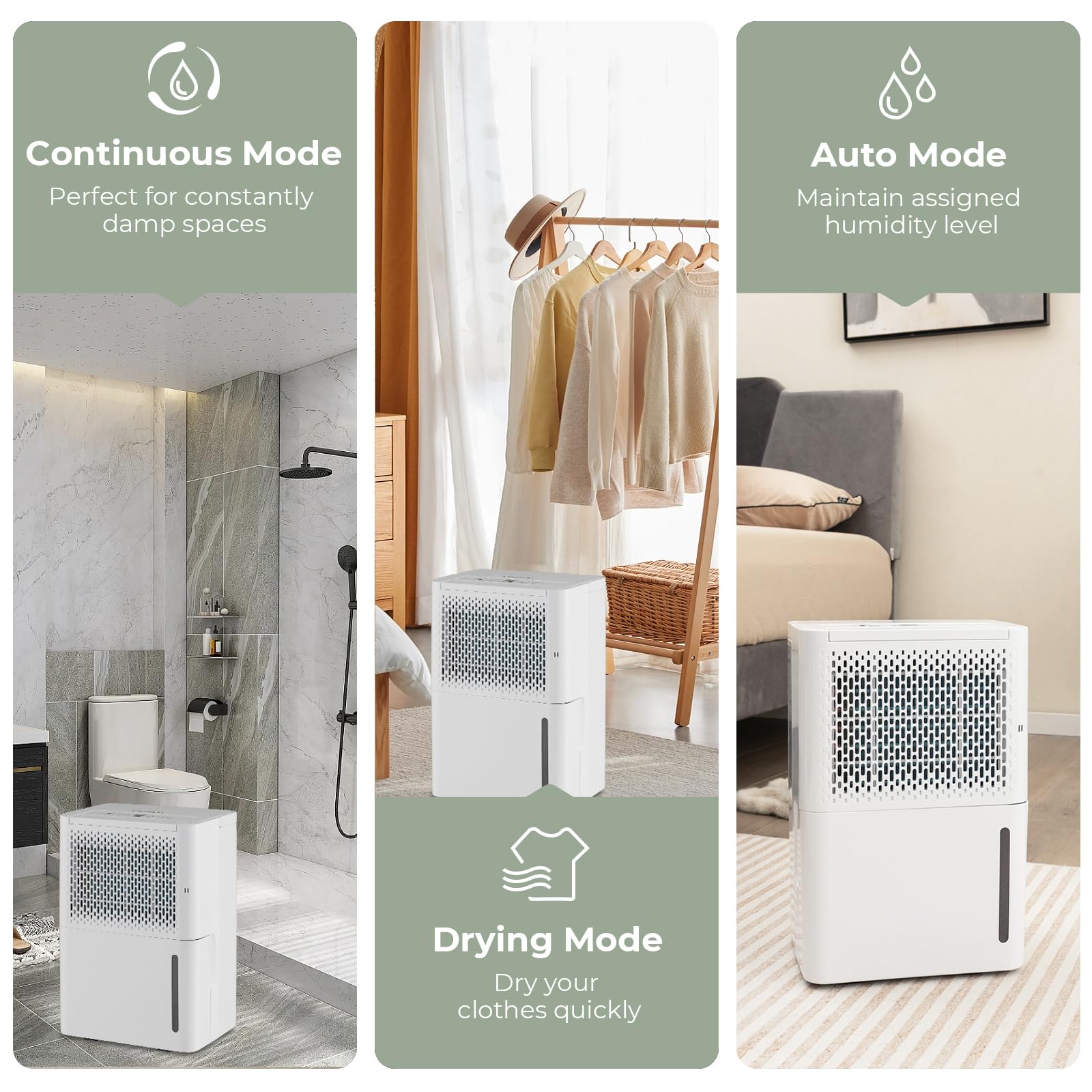Costway 2000 Sq. Ft Dehumidifier For Basement, 32 Pint Quiet & Energy Efficient Dehumidifier With Continuous/Drying/Auto Mode, 24H Timer, Drain Hose & Portable Handle For Bathroom Bedroom