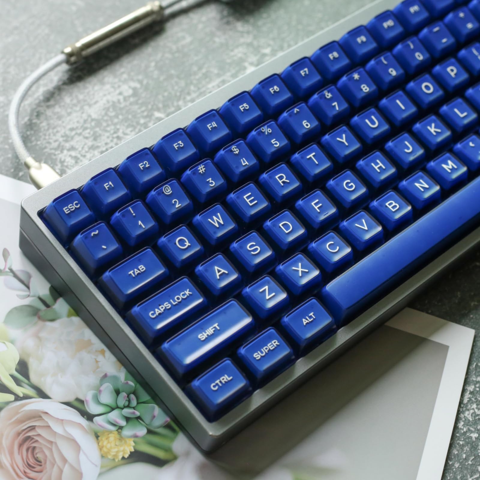 Redqin Keycap Set  Klein Blue Jade 142 Keys Rsa Profile Shine Through Keycaps Pbt Keycaps Double Shot Custom Keycaps For Mechani