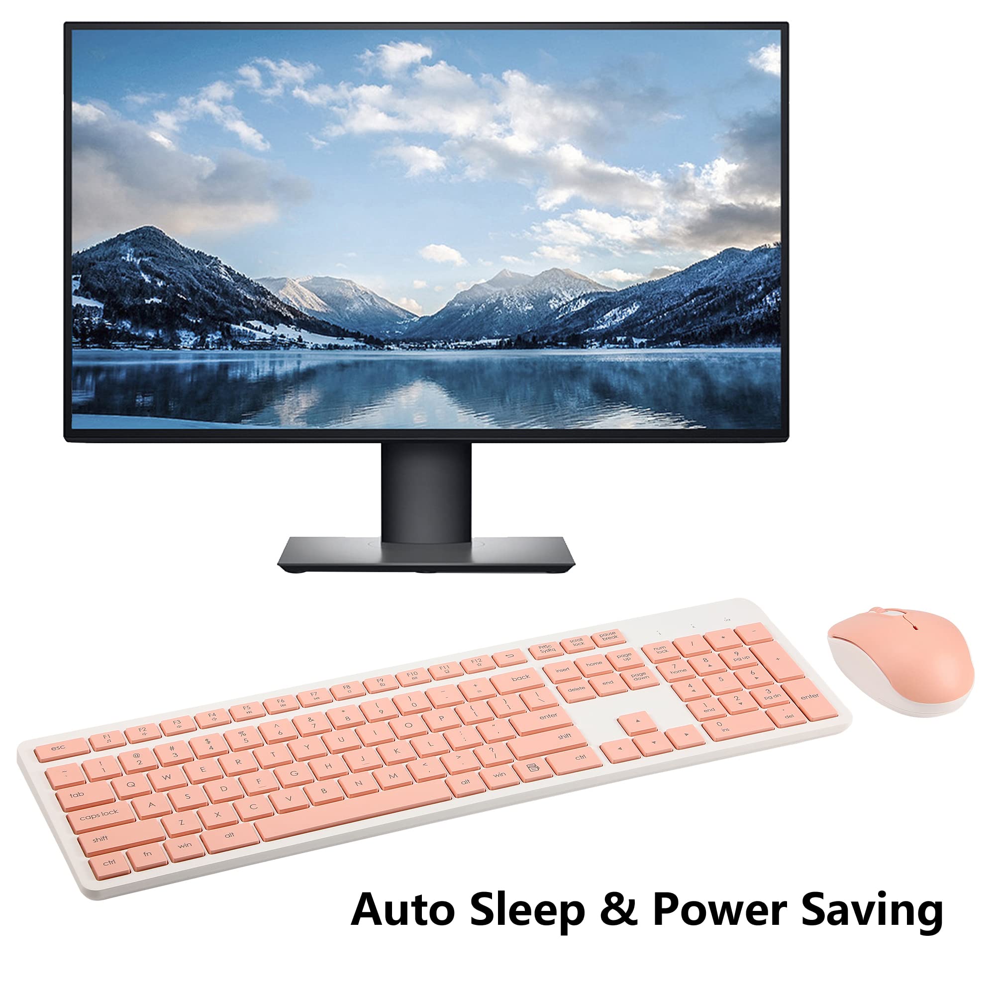 Wireless Keyboard And Mouse Combo, 2.4G Silent Cordless Wireless Keyboard Mouse Combo For Windows Chrome Laptop Computer Pc Desk