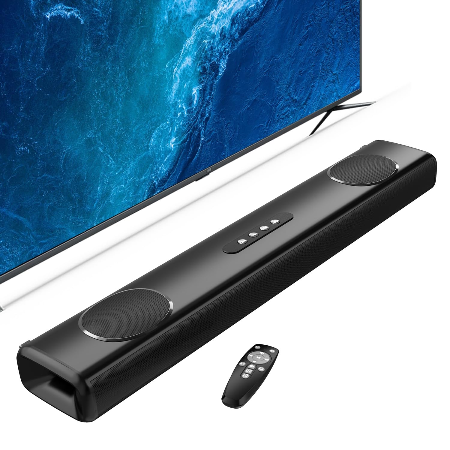 Unisyomyo 100W Sound Bar for Smart TV, 2.2 ch Soundbar with Bluetooth 5.3/ARC/Opt/AUX Connect, Surround Sound System for TV with