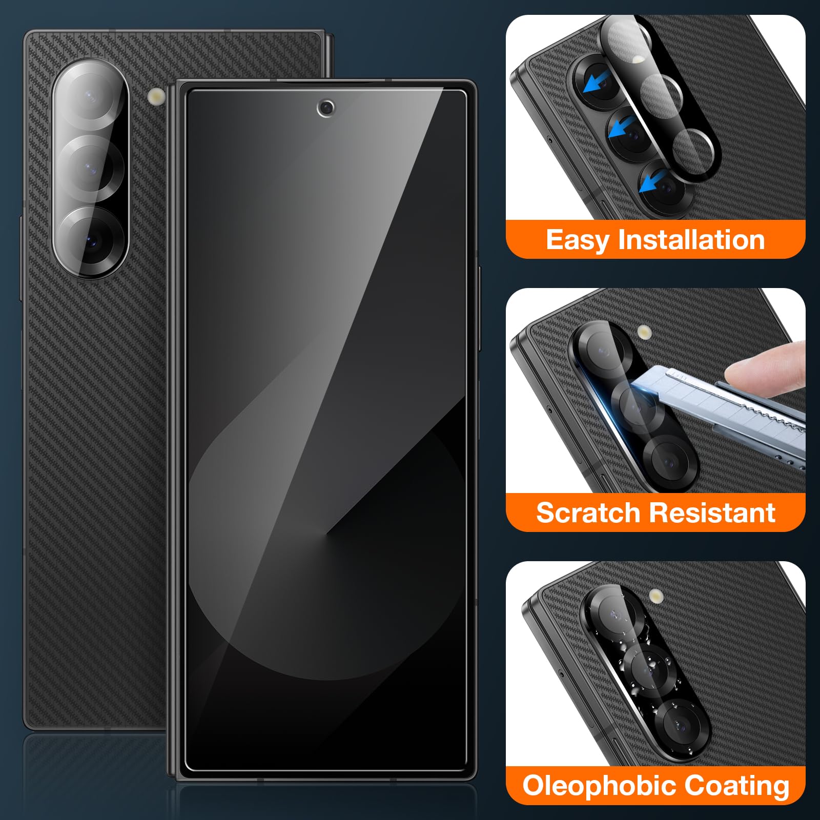 Lk 2 Pack For Samsung Galaxy Z Fold 6 Screen Protector+ 2 Pack Camera Lens Protector, Hd Clear Tempered Glass Screen Protector F