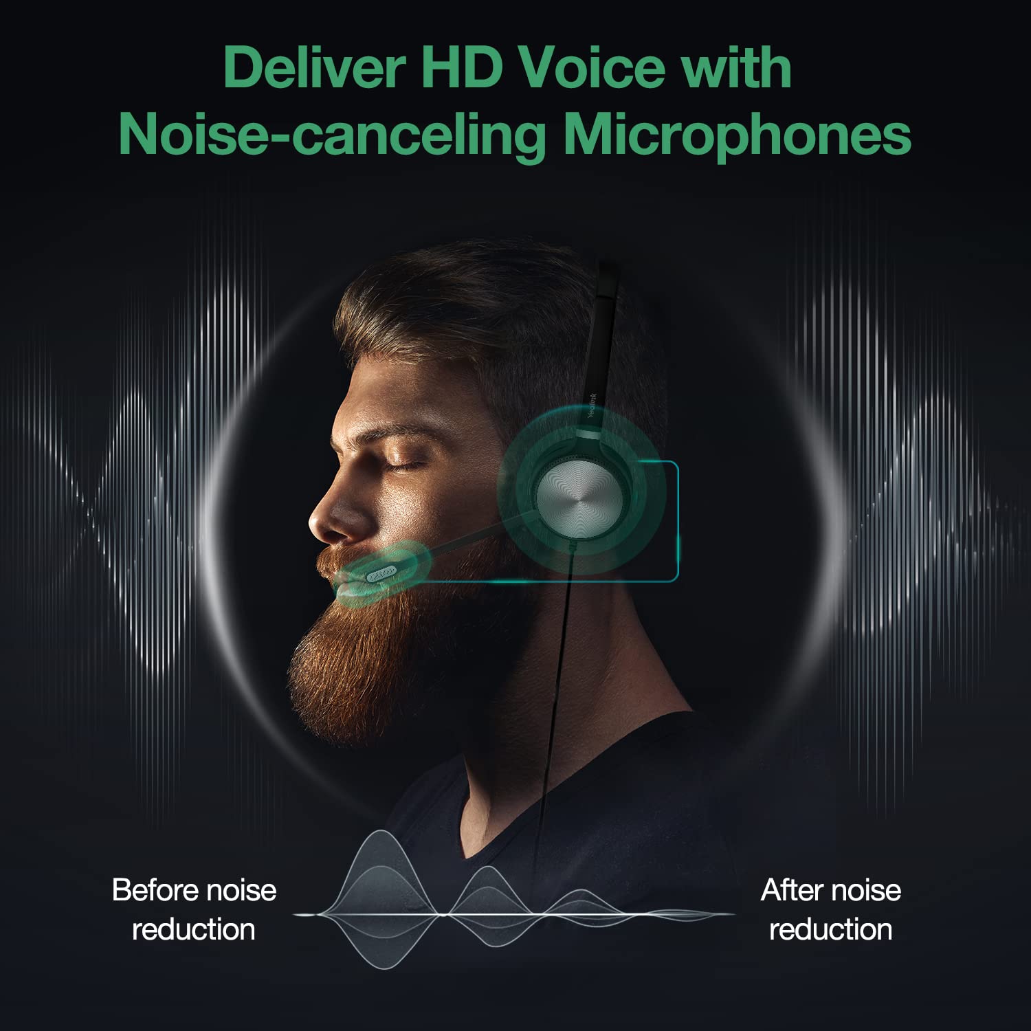 Yealink Phone Headsets For Office Phones Yhs36 Qd To Rj9 Wired Headset Compatible With Poly Snom Grandstream Phones Desk Landlin