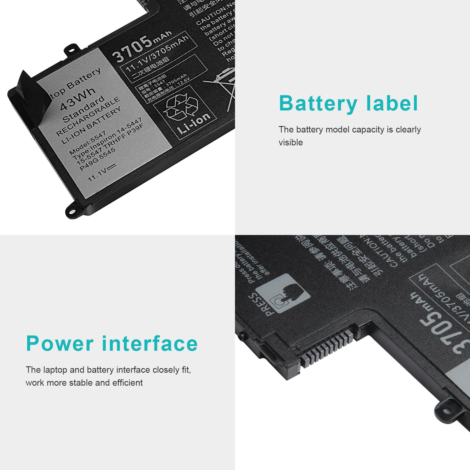 43Wh Trhff Laptop Battery For Dell Inspiron 14 5442 14 5443 14 5445 14 5447 14 5448 14 5457 15 5542 15 5543 15 5545 15 5547 15 5