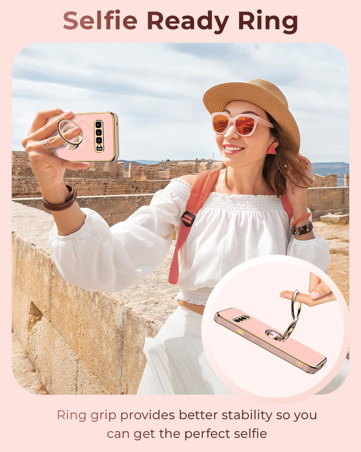 Xyz For Galaxy S10 Case With Stand, For Samsung Galaxy S10 Case With Double Ring,Women Girls Cute Love Heart Luxury Bling Protec