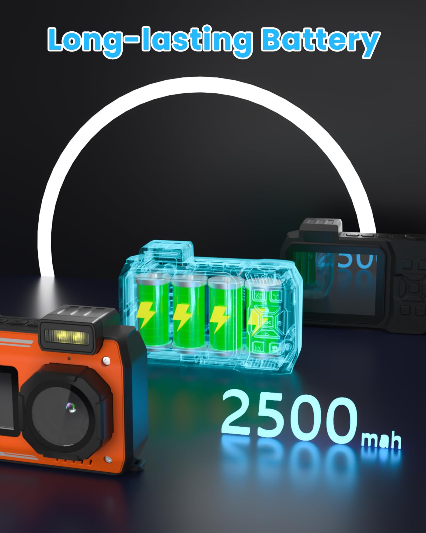 33Ft Underwater Camera With 64G Card, 4K 48Mp Waterproof Camera Rugged Dustproof Shockproof For Snorkeling, Autofocus Selfie Dig